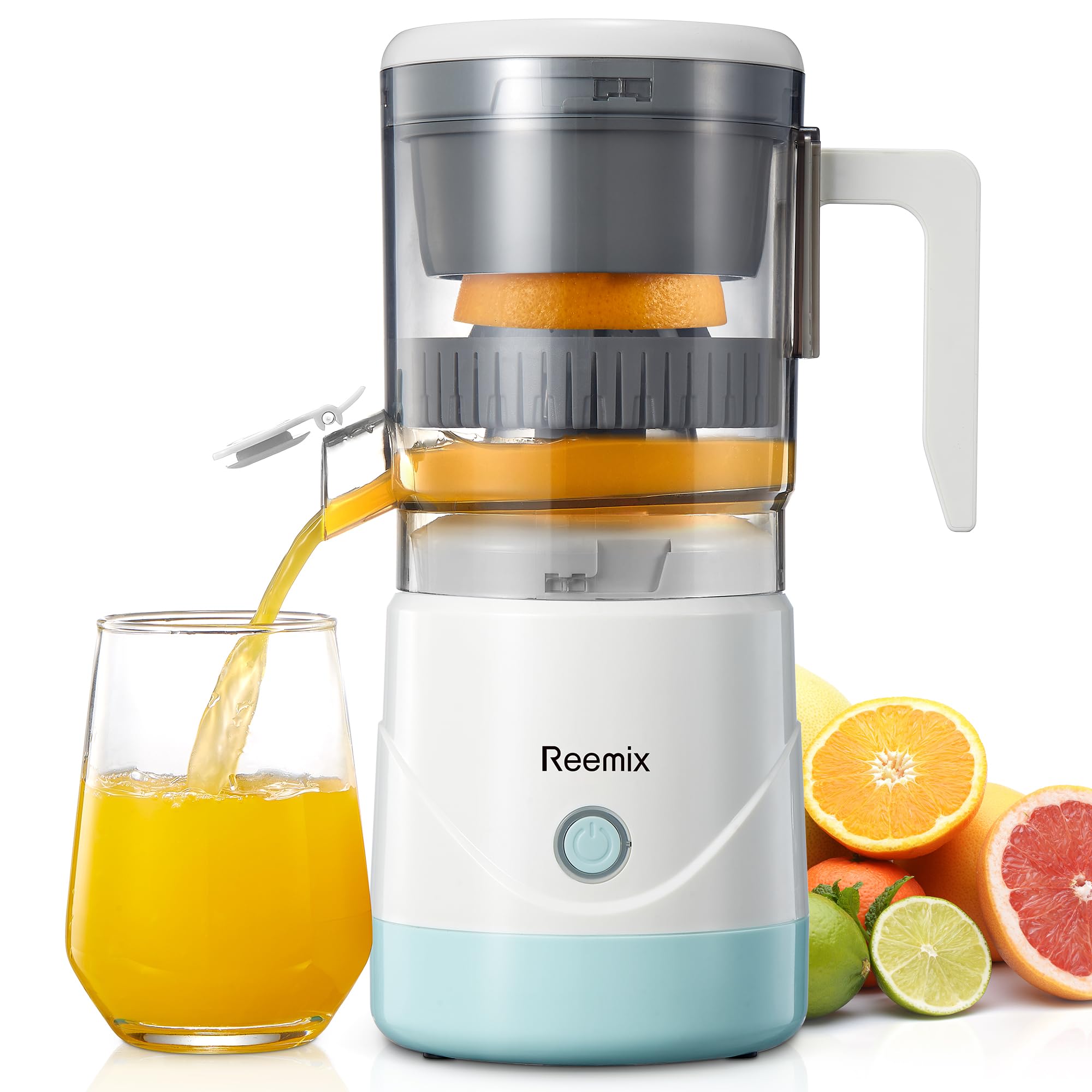 Electric Citrus Juicer - Automatic Orange, Lemon & Grapefruit Juicer with Cleaning Brush | Easy to Use & Clean | Perfect for Breakfast, Fresh Juice Bars & Healthy Home Cooking (White)