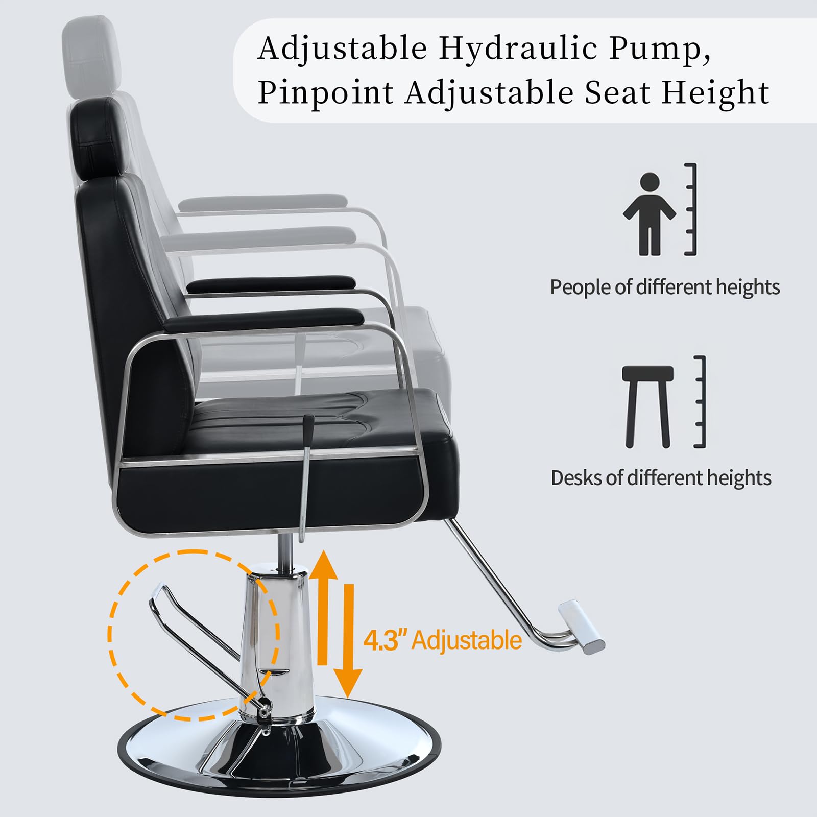 Premium Hydraulic Barber Chair - Heavy Duty Adjustable Salon Chair with 360° Swivel for Hair Stylists, Tattoo & Shampoo Services - Ideal for Professional Salons & Home Barber Studios