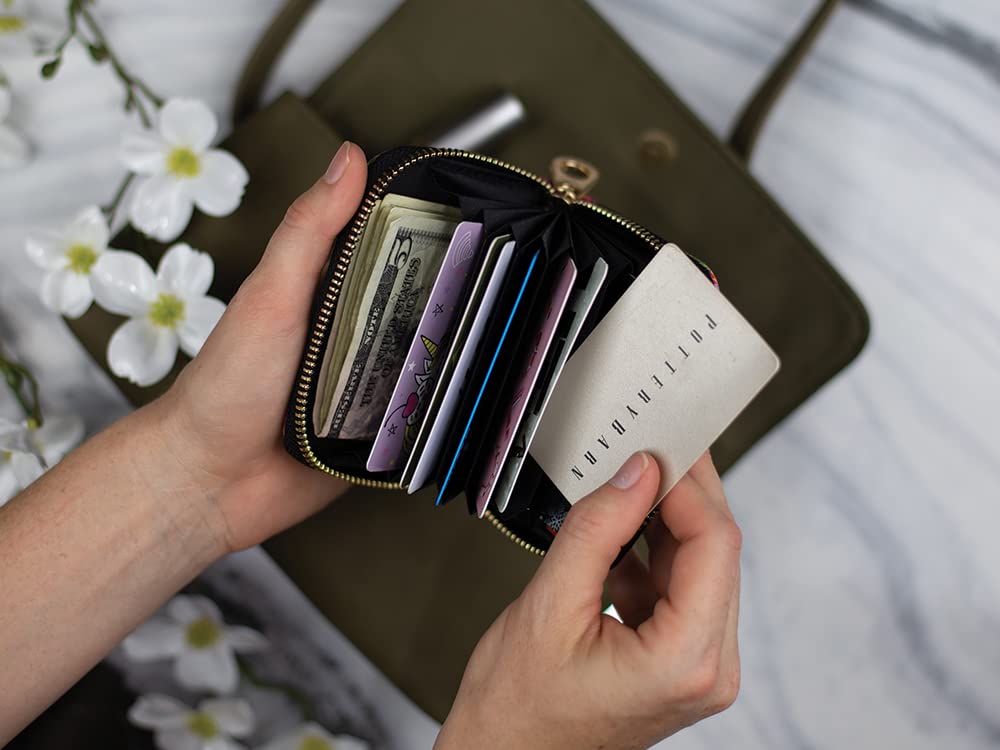 RFID Blocking Secure Armored Zipper Wallet by Laurel Burch - Fantasticats Collection - Anti-Theft Travel Wallet for Men & Women - Perfect for Commuting, Shopping & International Travel