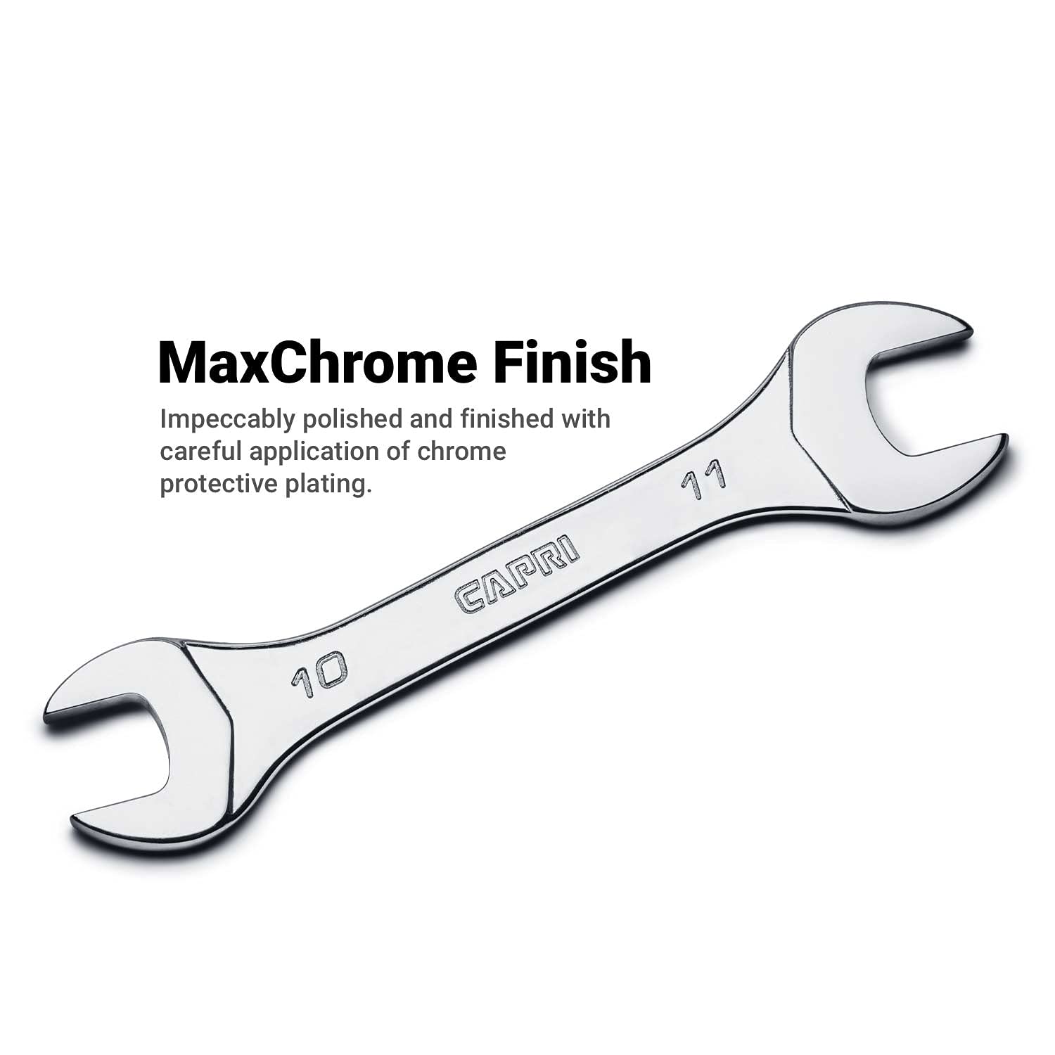Capri Tools Slim Mini Open End Wrench Set - Metric & SAE (3.2-13mm & 3/16-9/16in) - 11-Piece with Mechanic's Tray - Perfect for Tight Spaces & Automotive Repairs