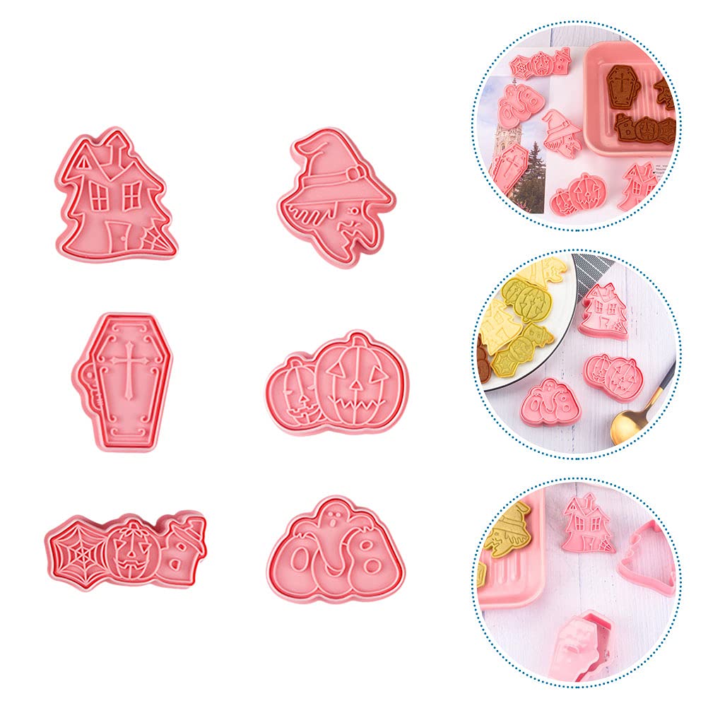 6-Piece Halloween Cookie Cutters Set - Pumpkin, Ghost & Bat Shapes - Durable PP Plastic Biscuit Molds for DIY Baking - Perfect for Halloween Party Treats, Classroom Activities & Holiday Baking Gifts