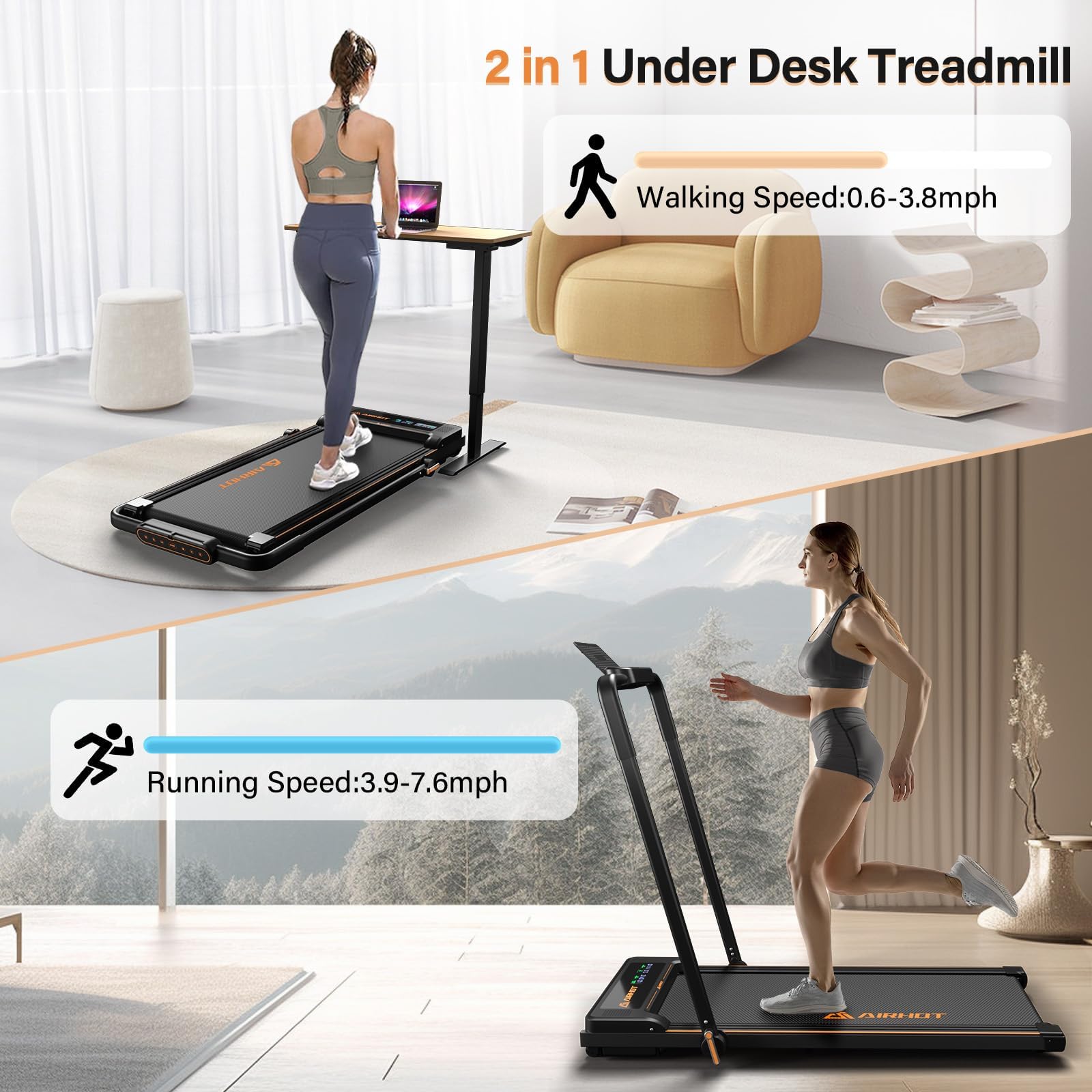 2.5HP Under Desk Treadmill with Remote Control & LED Display - Quiet Walking Pad for Home Office, Compact Space - Portable Treadmill for Work from Home & Small Apartments - Perfect for Exercise While Working or Watching TV