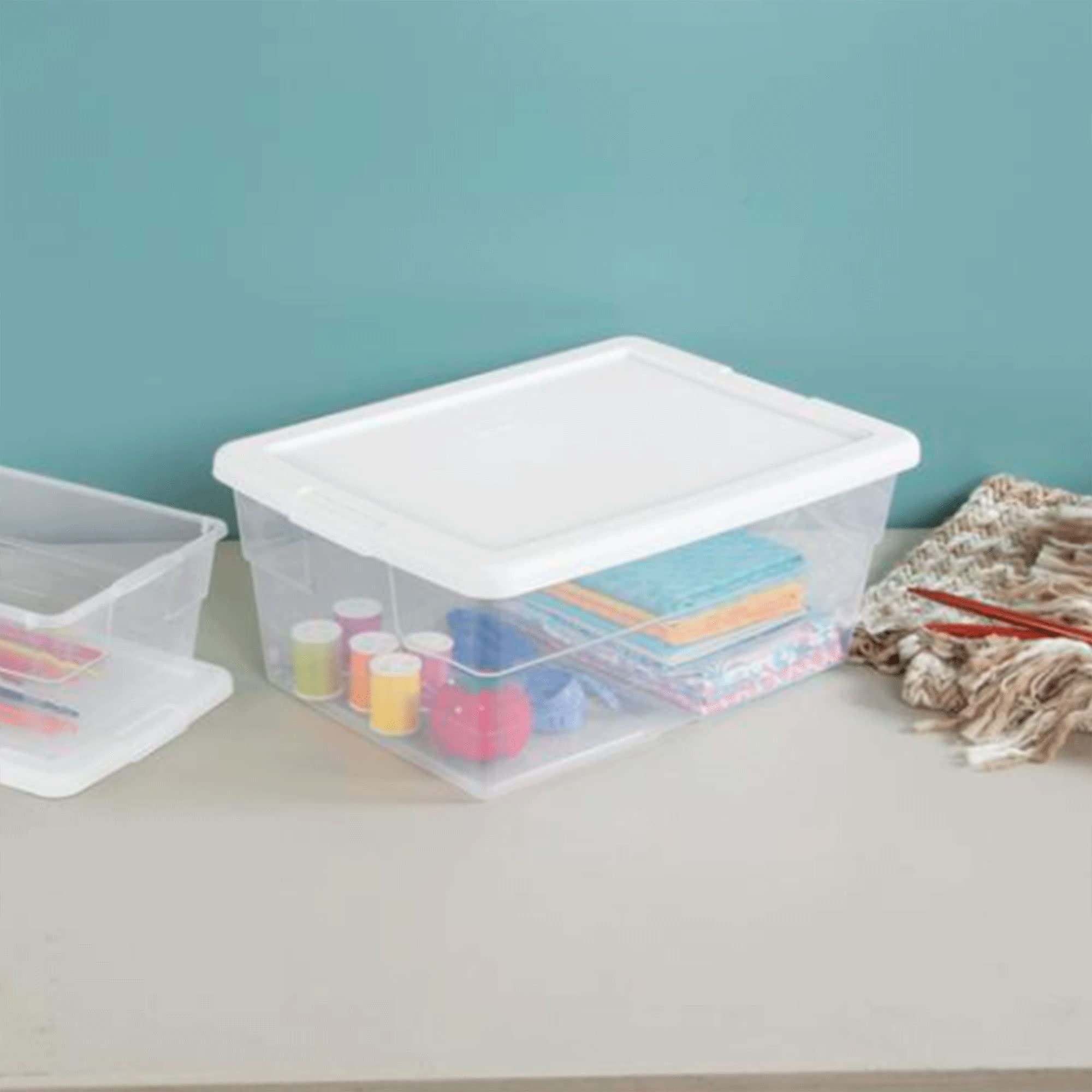Sterilite 6 Quart & 16 Quart Clear Plastic Storage Containers - 24 Pack Each - Stackable Organizing Bins for Home, Office, Closet & Garage Storage Solutions