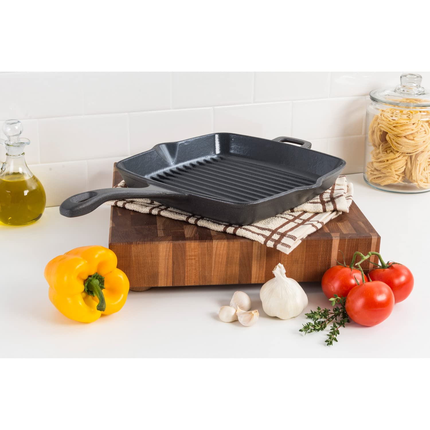 11 Inch Viking Griddle - Cast Iron Square Grill Pan for Stovetop & Oven - Induction Compatible, Matte Black Finish - Perfect for Camping, BBQ & Outdoor Cooking