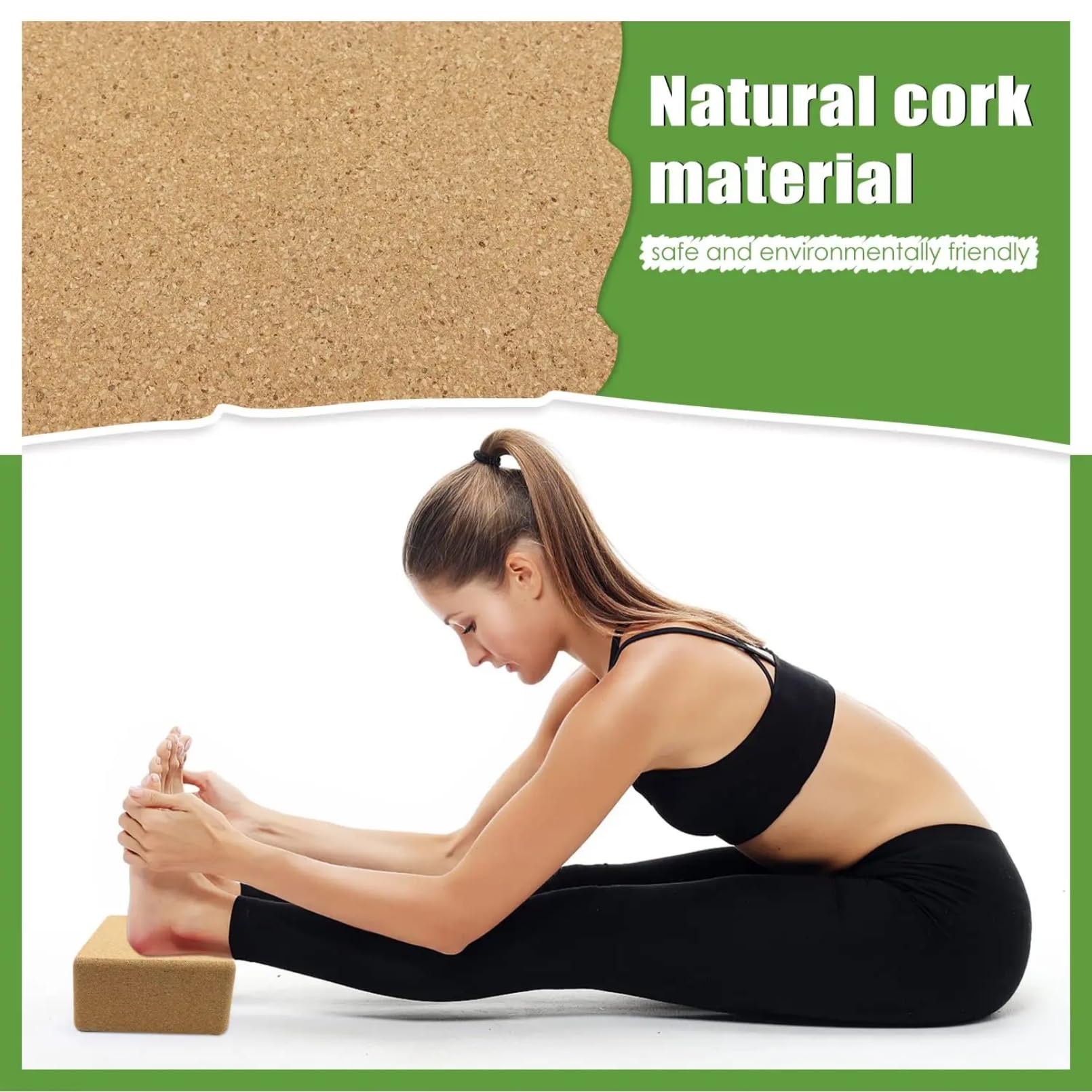 Premium Cork Yoga Blocks - 1 Pack Natural High Density Non-Slip Yoga Blocks for Women | Eco-Friendly Yoga Accessories for Yoga, Pilates & Stretching | Perfect for Home Studio, Gym & Travel Use