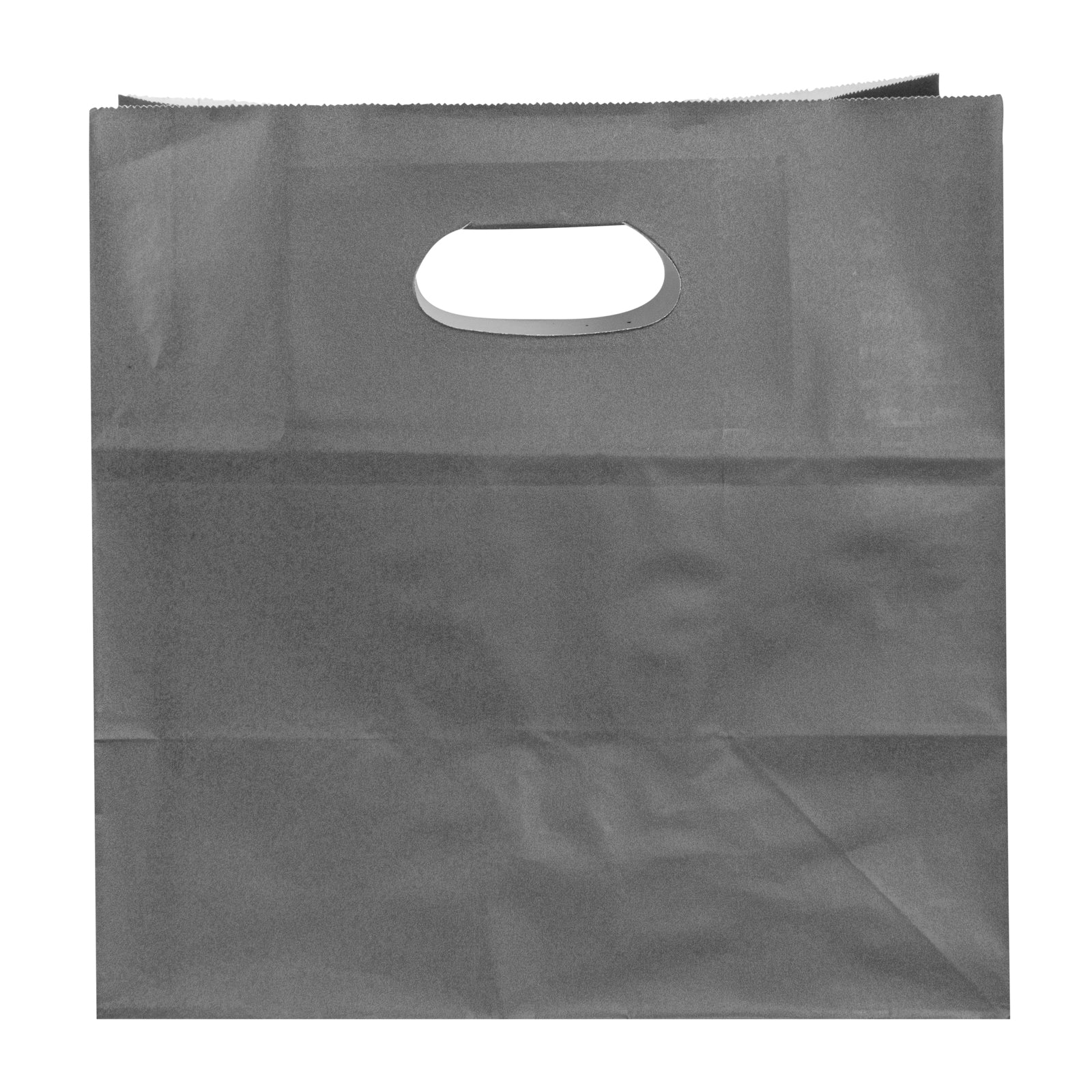 Eco-Friendly Gray Rectangle Paper Take Out Bags with Handles - 11x7x11 Inches (100 Count Bulk Pack) - Perfect for Restaurants, Cafes & Food Delivery Businesses