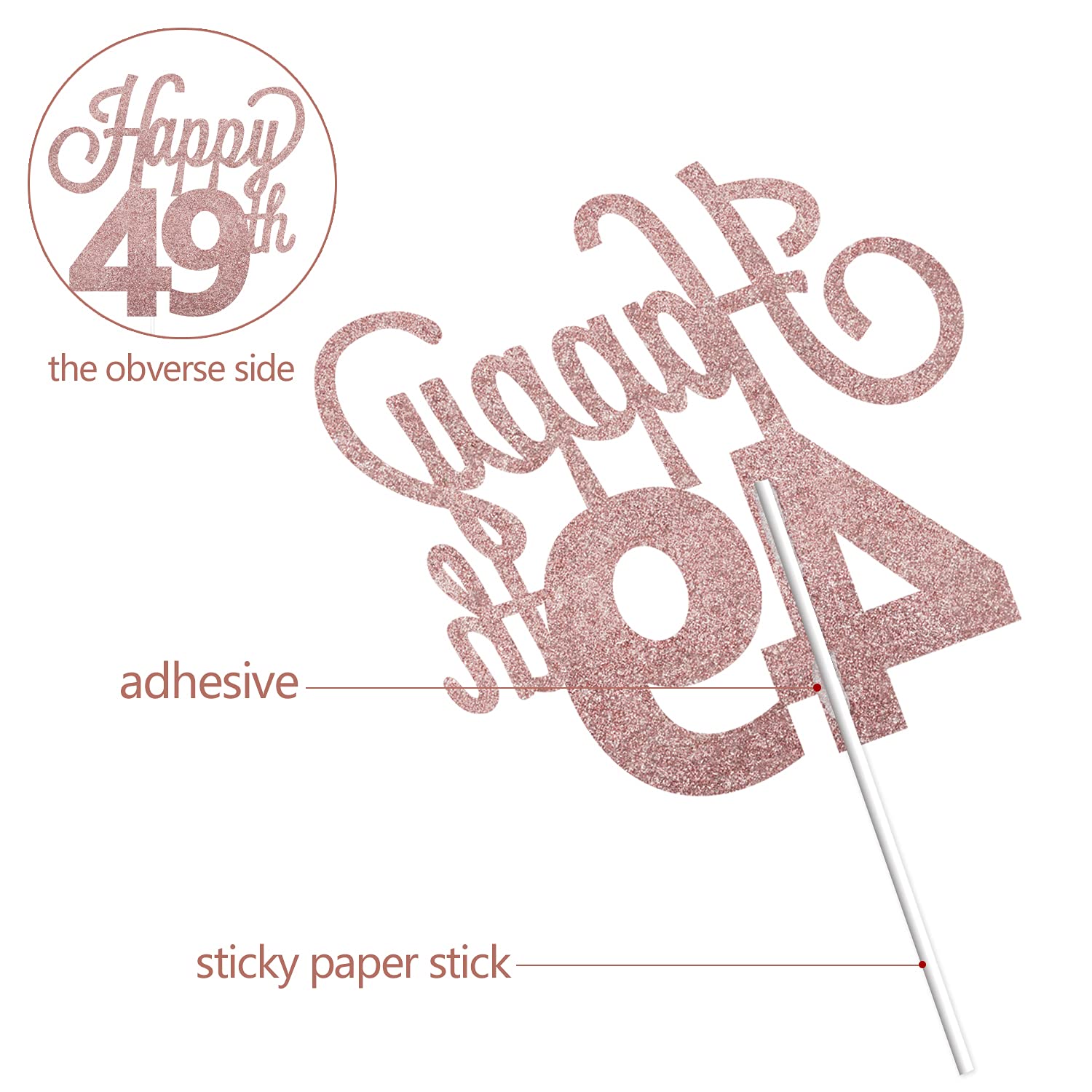 LINGTEER 49th Birthday Cake Topper - Cheers to 49 Years Old Party Decorations, Gold Foil Cake Sign for Anniversary Celebrations, Retirement Parties & Milestone Birthdays