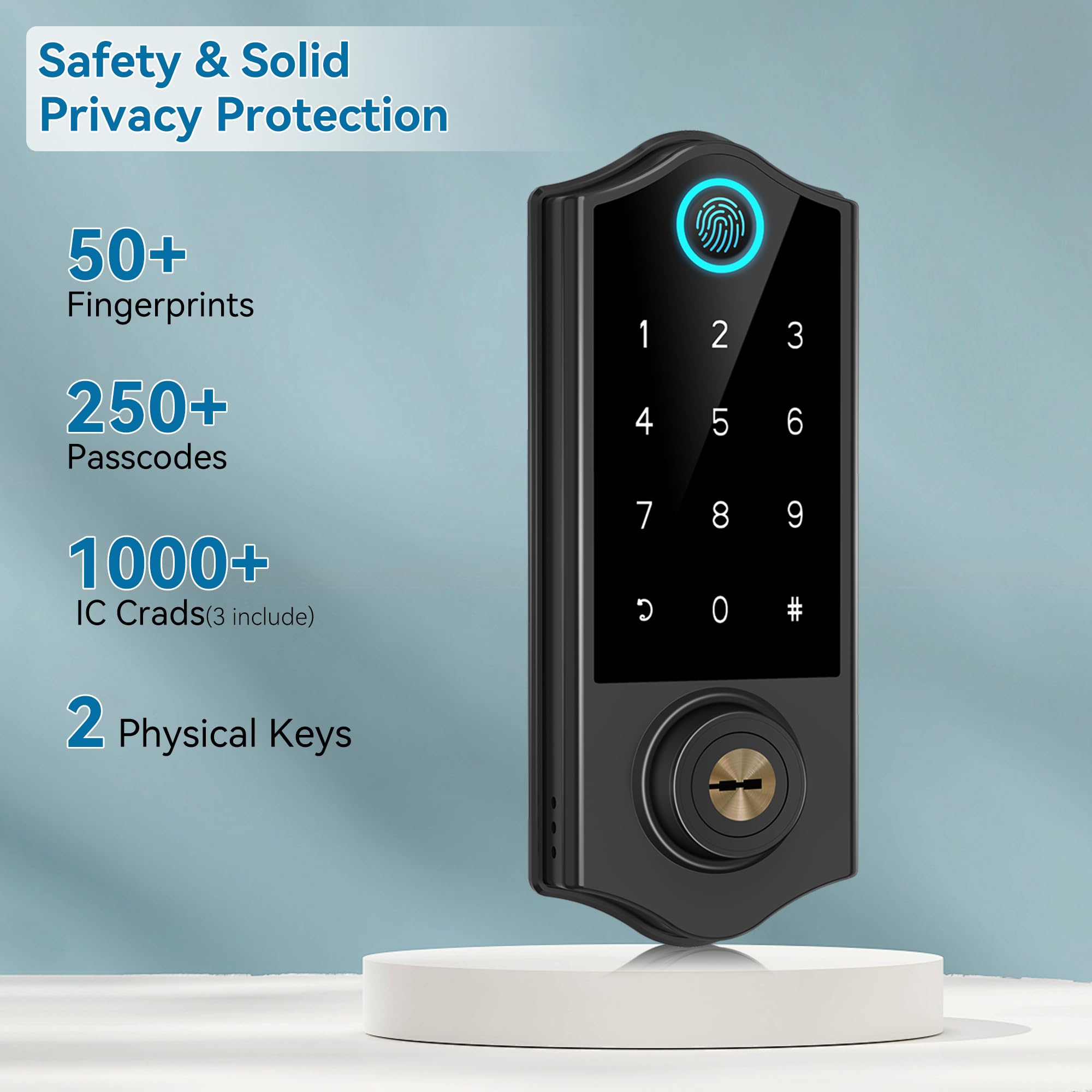 Harfo Smart Door Lock - Keyless Entry Fingerprint Touchscreen Deadbolt with App Control & Auto Lock, Black Front Door Handle Set for Home Security | Perfect for Apartments, Houses & Vacation Rentals