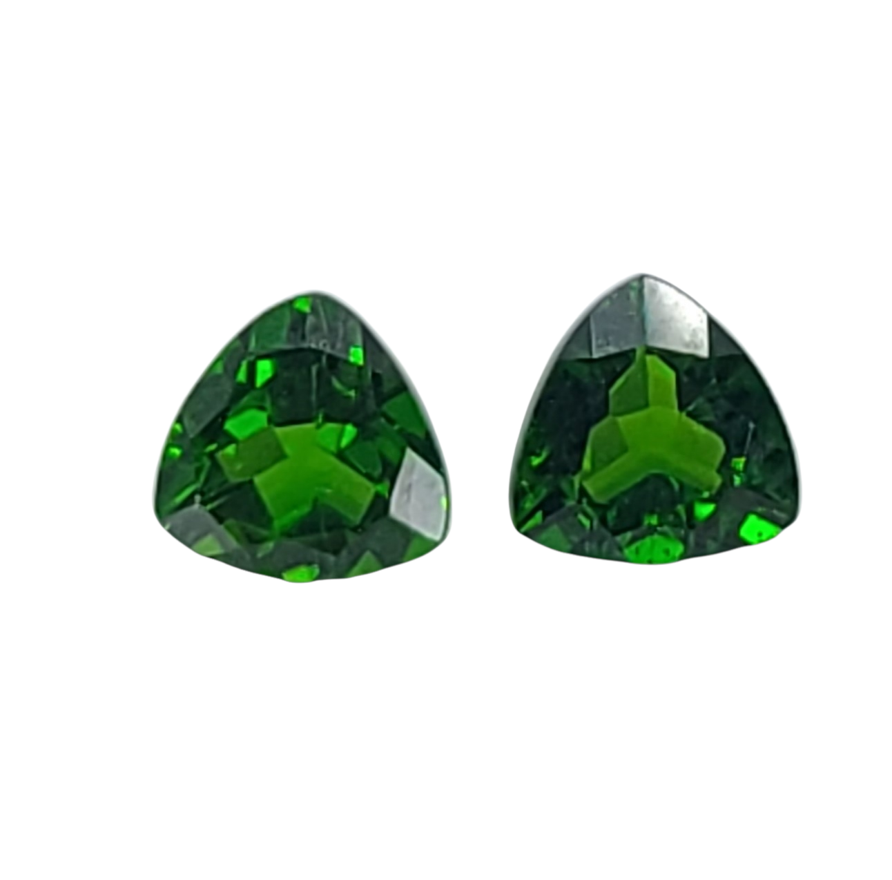 0.955tcw Natural Genuine African Tsavorite Green Garnet Pair - 5mm Trillion Cut VVS Loose Gemstones - January Birthstone for Jewelry Making & Engagement Rings