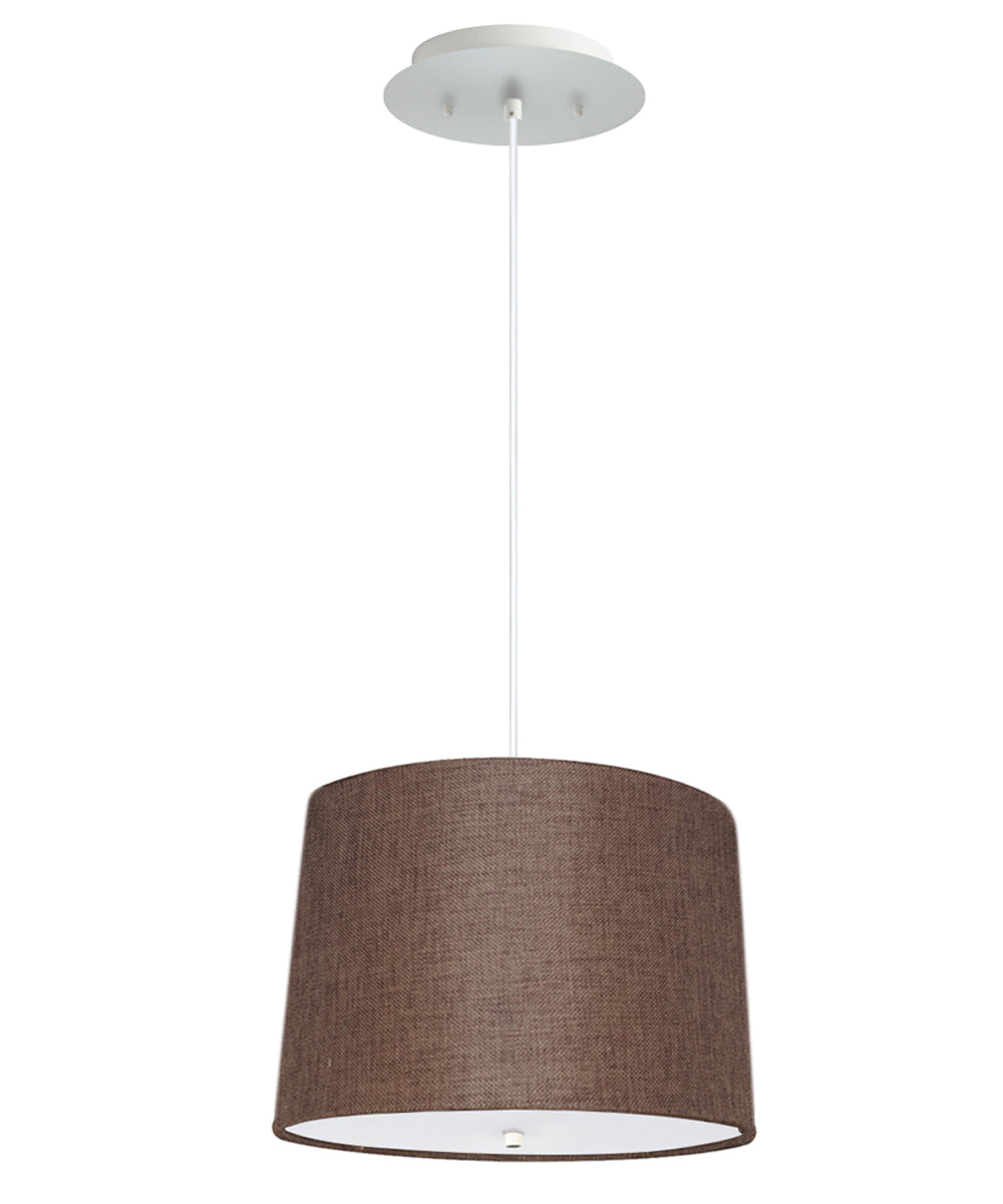 14W 2-Light Pendant Lighting Fixture with Chocolate Burlap Shade & White Cord - Perfect for Kitchen Island, Dining Room, and Farmhouse Decor