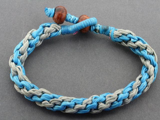 Handmade Turquoise and Grey Braided Rope Bracelet - Adjustable Boho Style Jewelry for Women - Perfect for Beach, Festival, and Everyday Wear