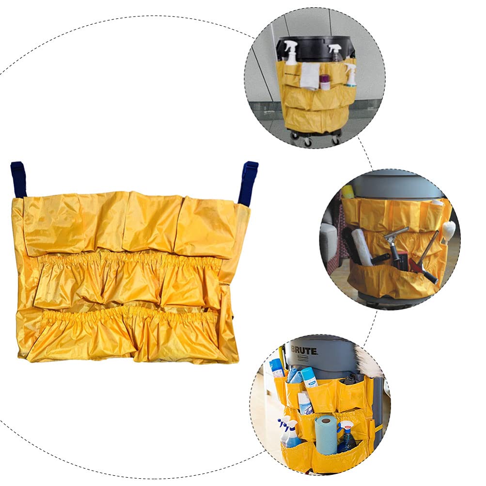 Hemobllo Multi-Pocket Vinyl Trash Bin Tool Bag - Durable Yellow Garbage Can Liner for Maid Cleaning, Waste Disposal & Household Use | Perfect for Kitchen, Bathroom & Outdoor Cleaning