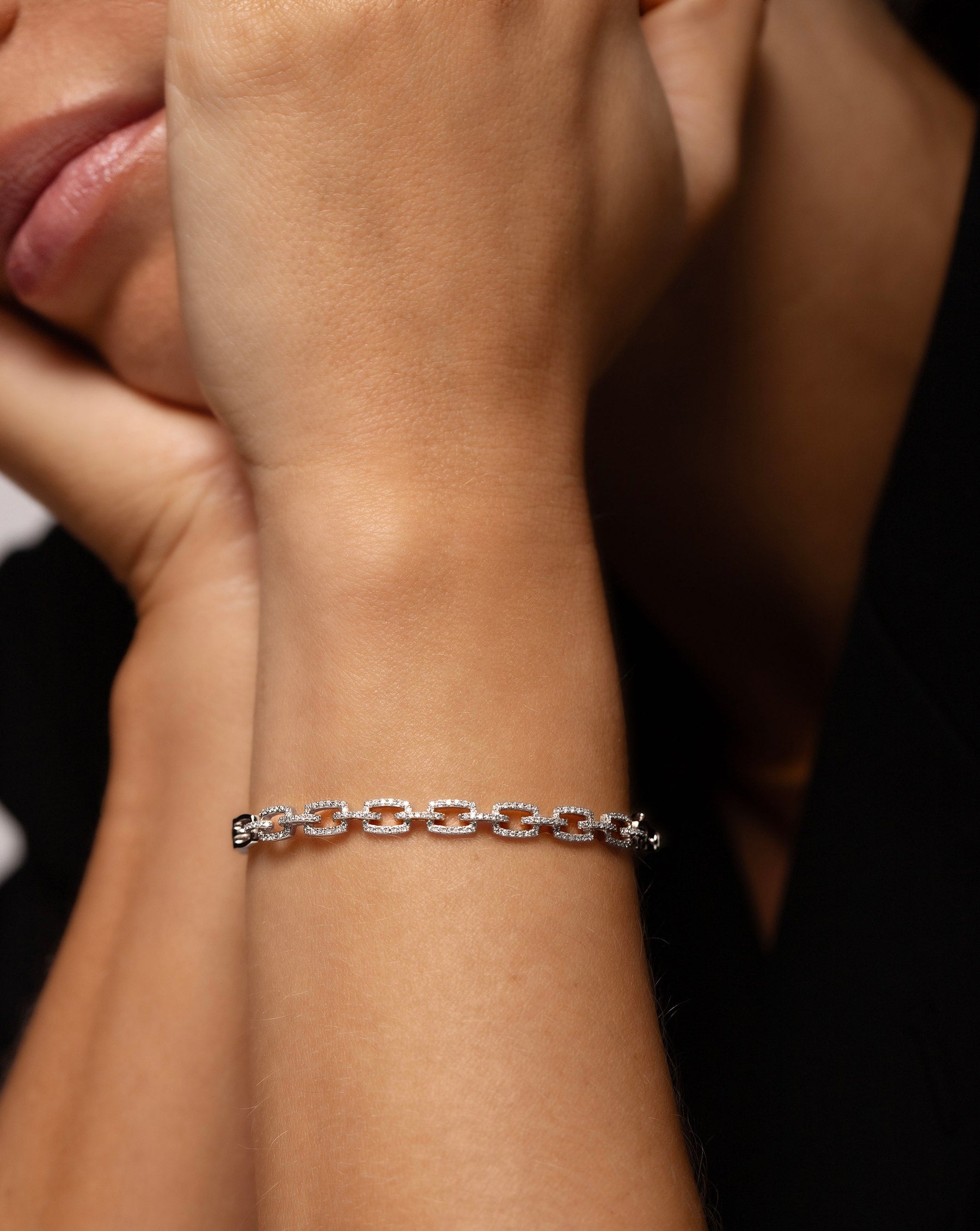 14K Gold Diamond Link Bangle Bracelet for Women - Elegant Tennis Bracelet for Everyday Wear & Special Occasions