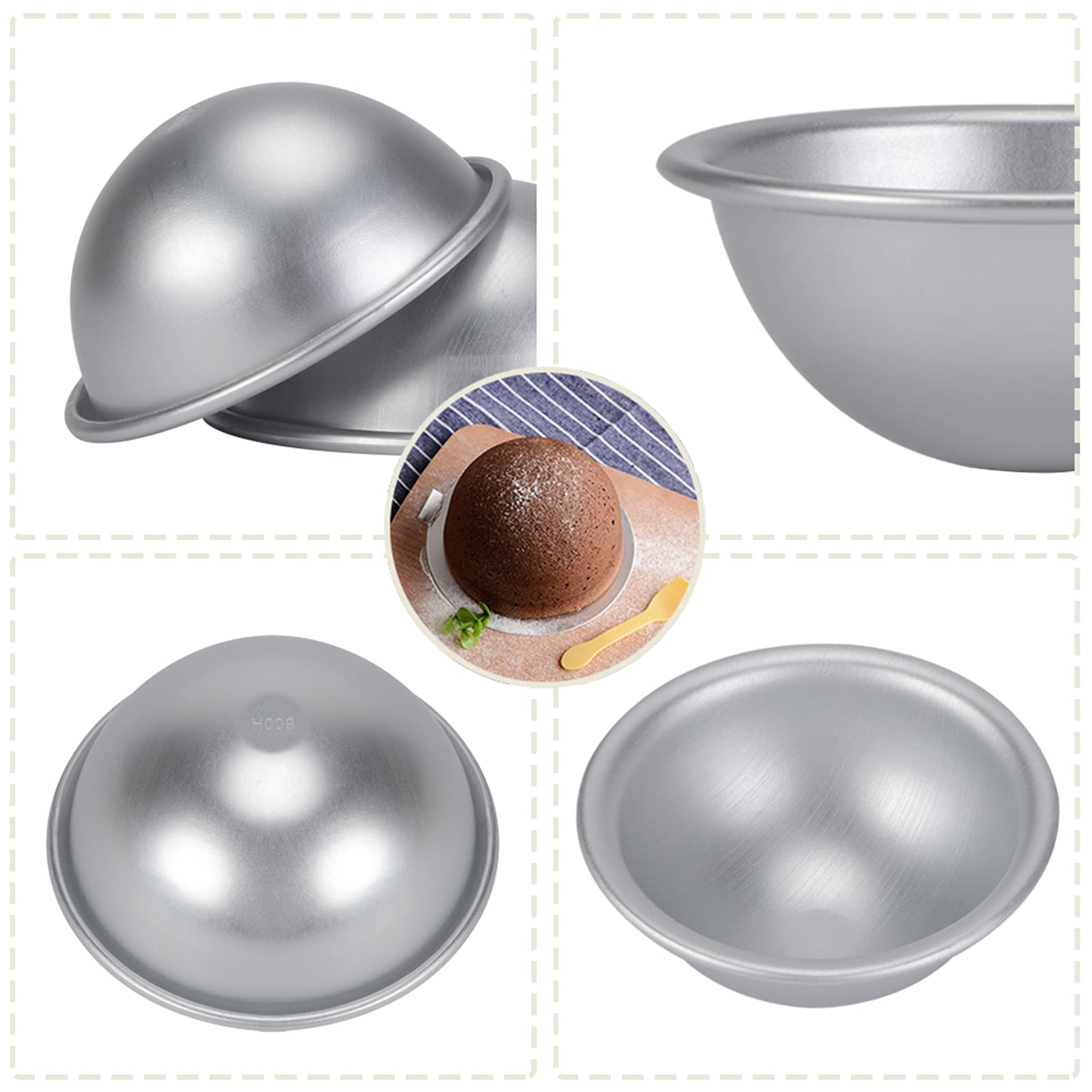 **Nonstick Aluminum Hemisphere Cake Pan - Half Ball Baking Mold for Wedding, Anniversary & Party Cakes - Perfect for Desserts, Puddings & Decorating - Durable Bakeware Tool for Professional & Home Bakers**