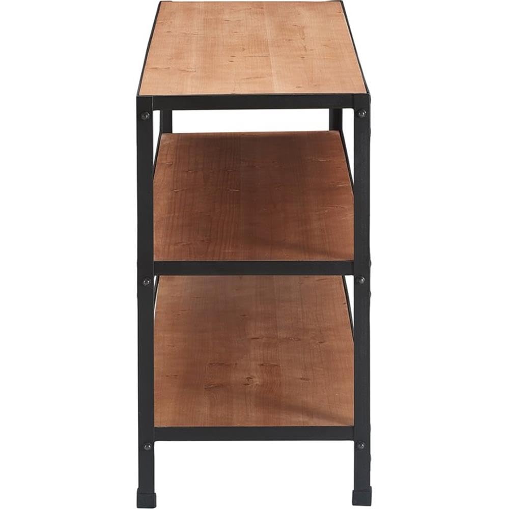 Serta Overland 3-Tier Media Shelf Table - Rustic Wood & Black Metal TV Stand Console for Flat Screen TVs up to 64