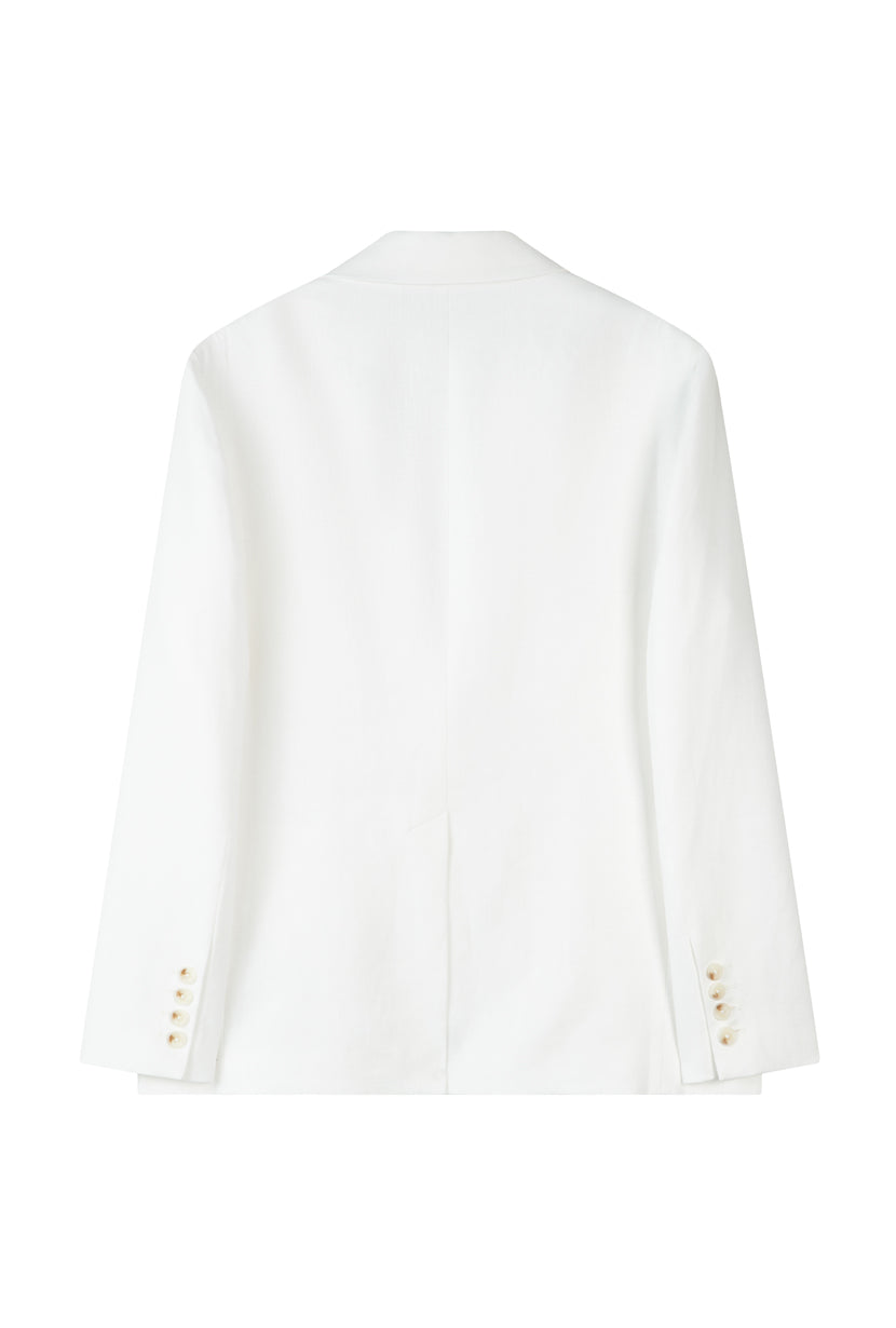Kia Women's White Linen Blazer - Lightweight Summer Jacket for Office, Business Casual & Outdoor Events