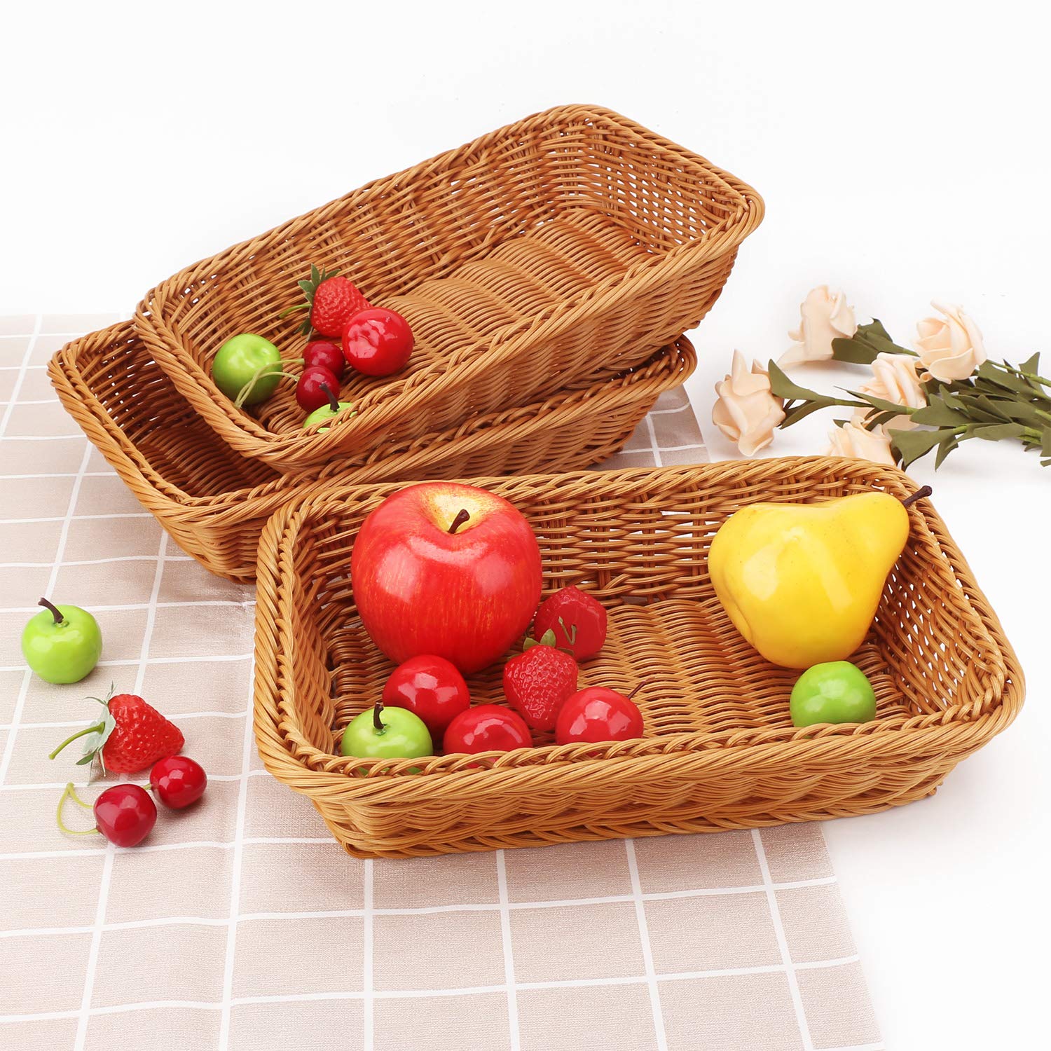 EUSOAR 3-Piece Woven Bread Basket Set - 11.8