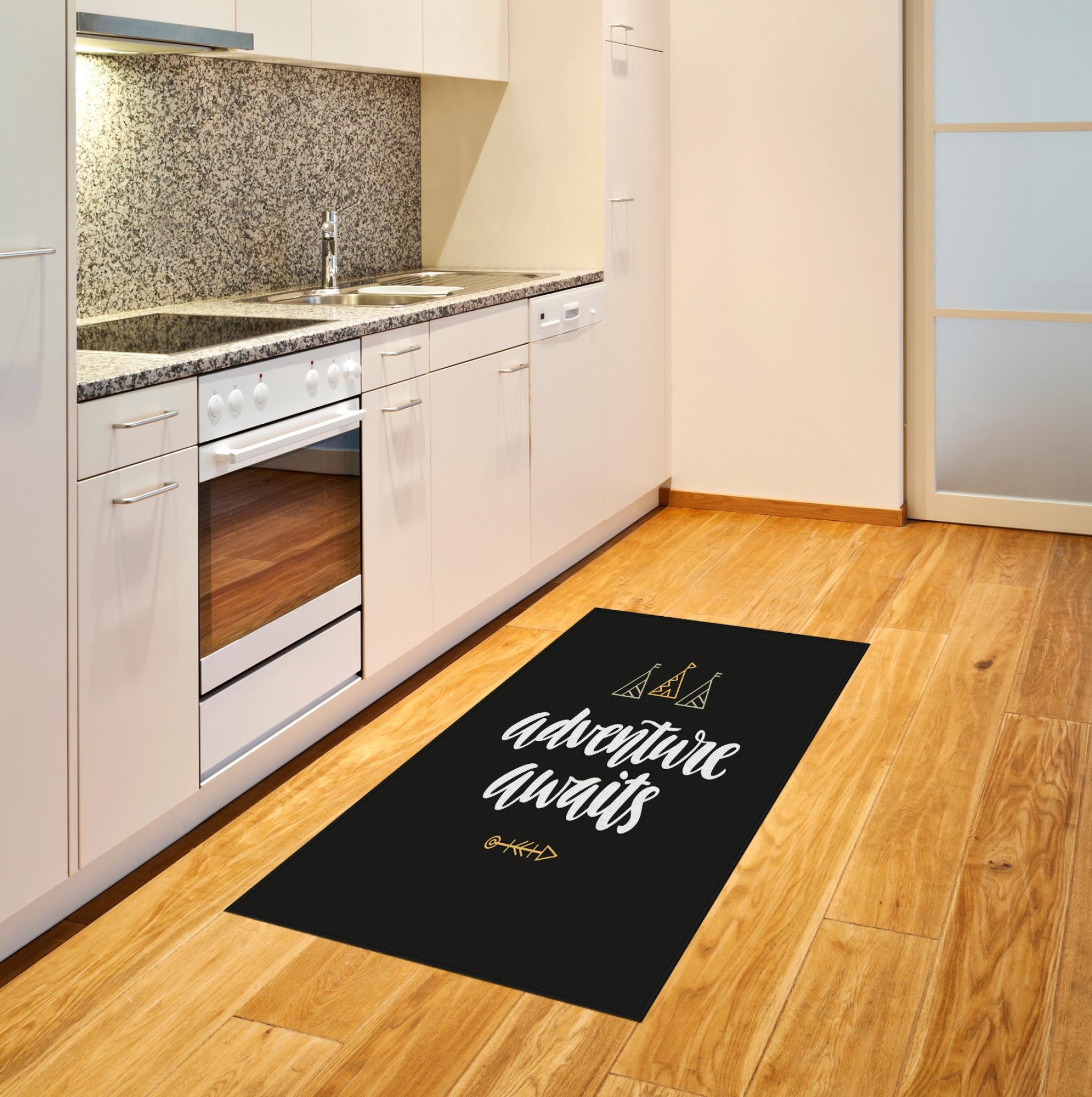 Ambesonne Adventure Awaits Modern Calligraphy Area Rug with Doodle Tents & Arrow - 2'6