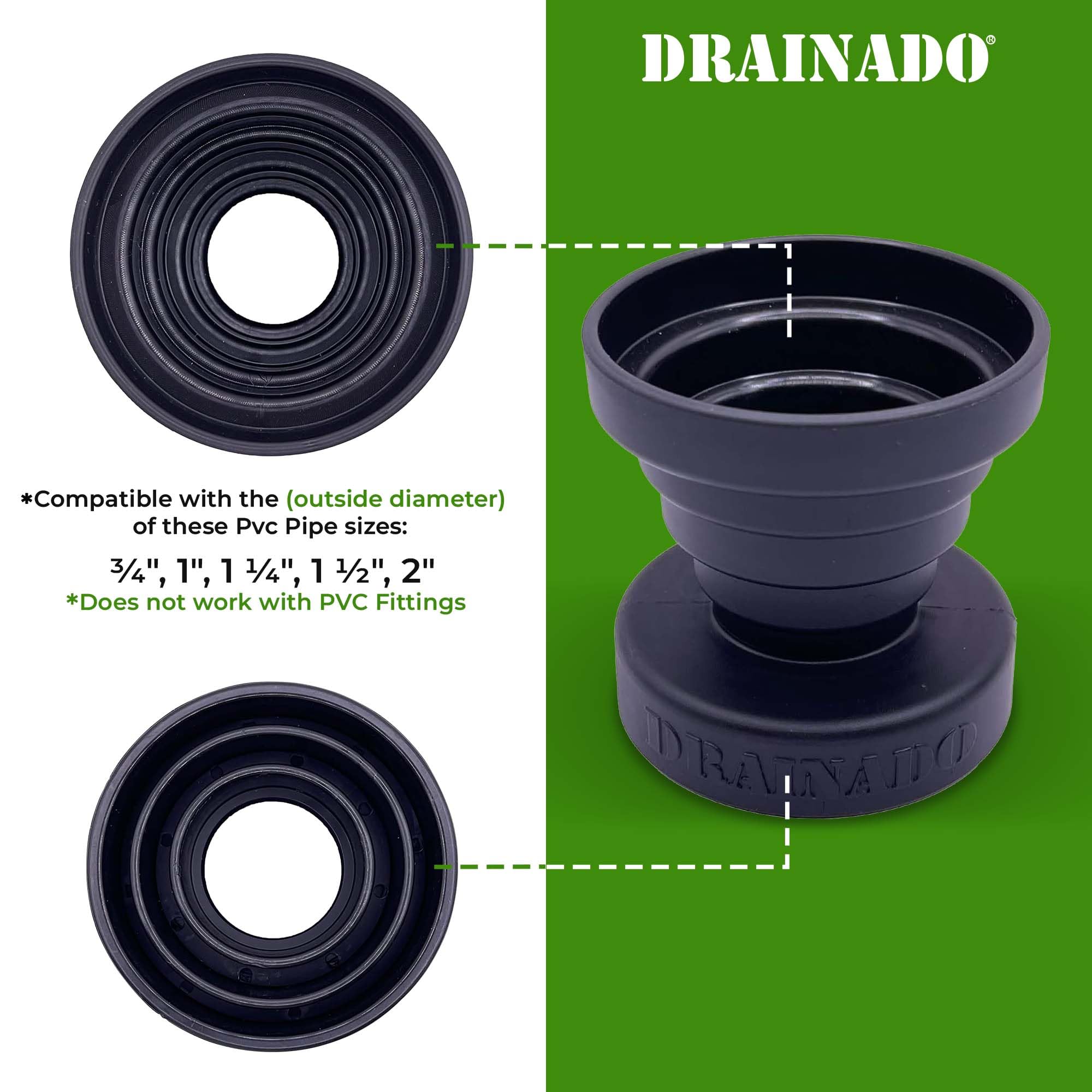 Multi Vacuum Hose to PVC Pipe Adapter - Effortless A/C Drain Line Unclogging Tool - Universal Fit for Various Vacuum Hoses & PVC Pipe Sizes - No Reducers or Duct Tape Needed - Perfect for HVAC Maintenance & Home Plumbing Repairs