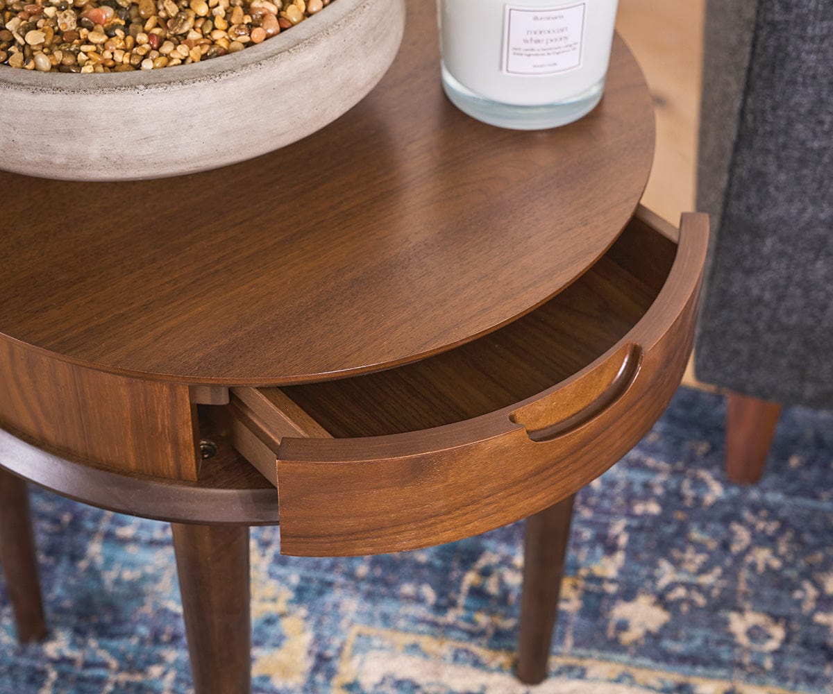 Juneau End Table - Modern Side Table for Living Room, Bedroom, or Office - Small Accent Table with Sturdy Metal Frame & Wooden Top - Perfect for Holding Lamps, Books & Decor