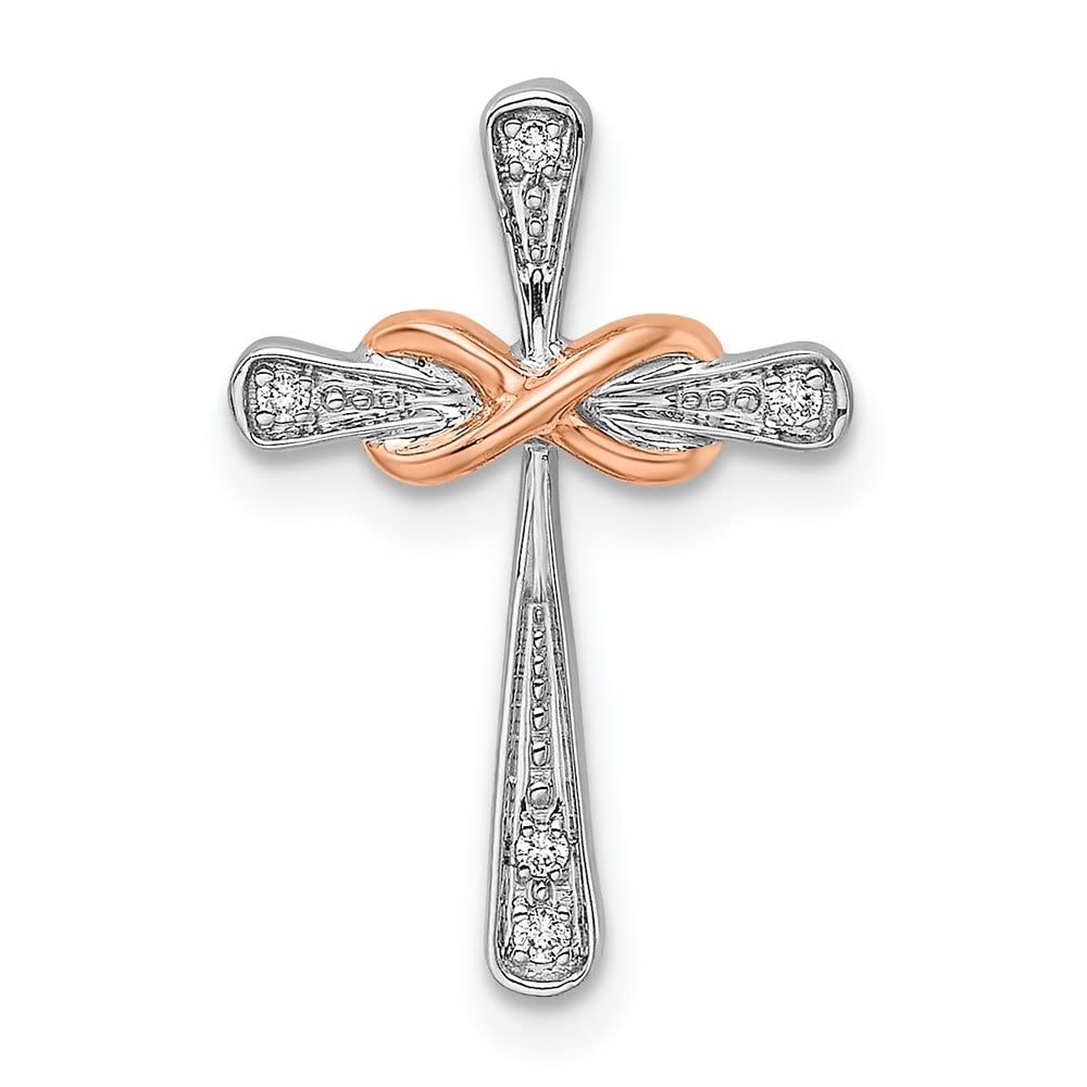 14K Two-Tone Gold White & Rose Gold Cross Infinity Diamond Pendant Necklace for Women - Elegant Layering Jewelry for Everyday Wear, Gifts & Special Occasions
