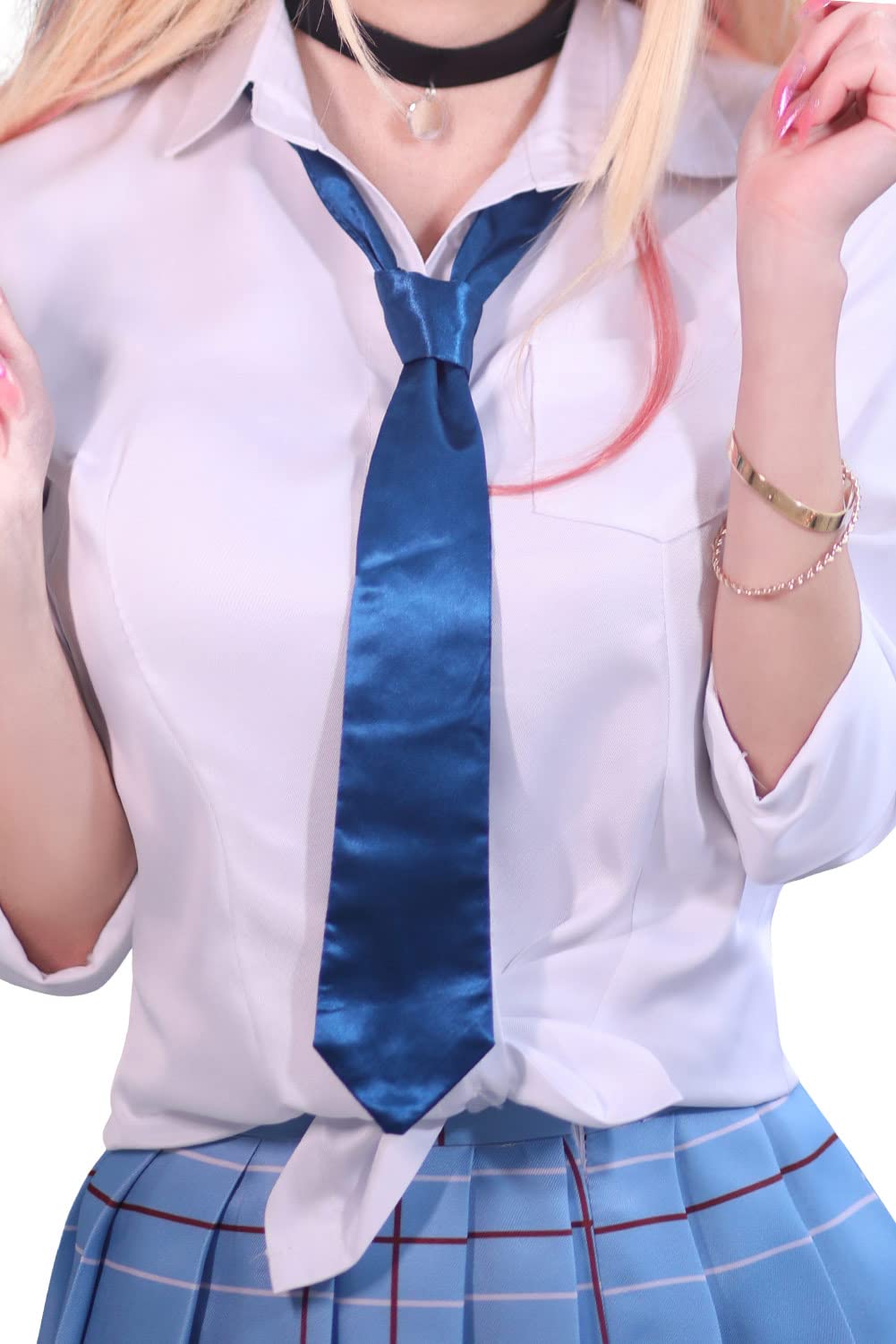 Japanese School Girl Uniform Costume for Women - Pleated Skirt with Stockings & Necktie - Anime Cosplay Outfit - Perfect for Halloween, Cosplay Events and Themed Parties