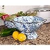 Ocean Swirl Enamelware 3 Quart Colander - Durable Stainless Steel Pasta Strainer with Drain Holes - Perfect for Washing Vegetables, Draining Pasta & Kitchen Use