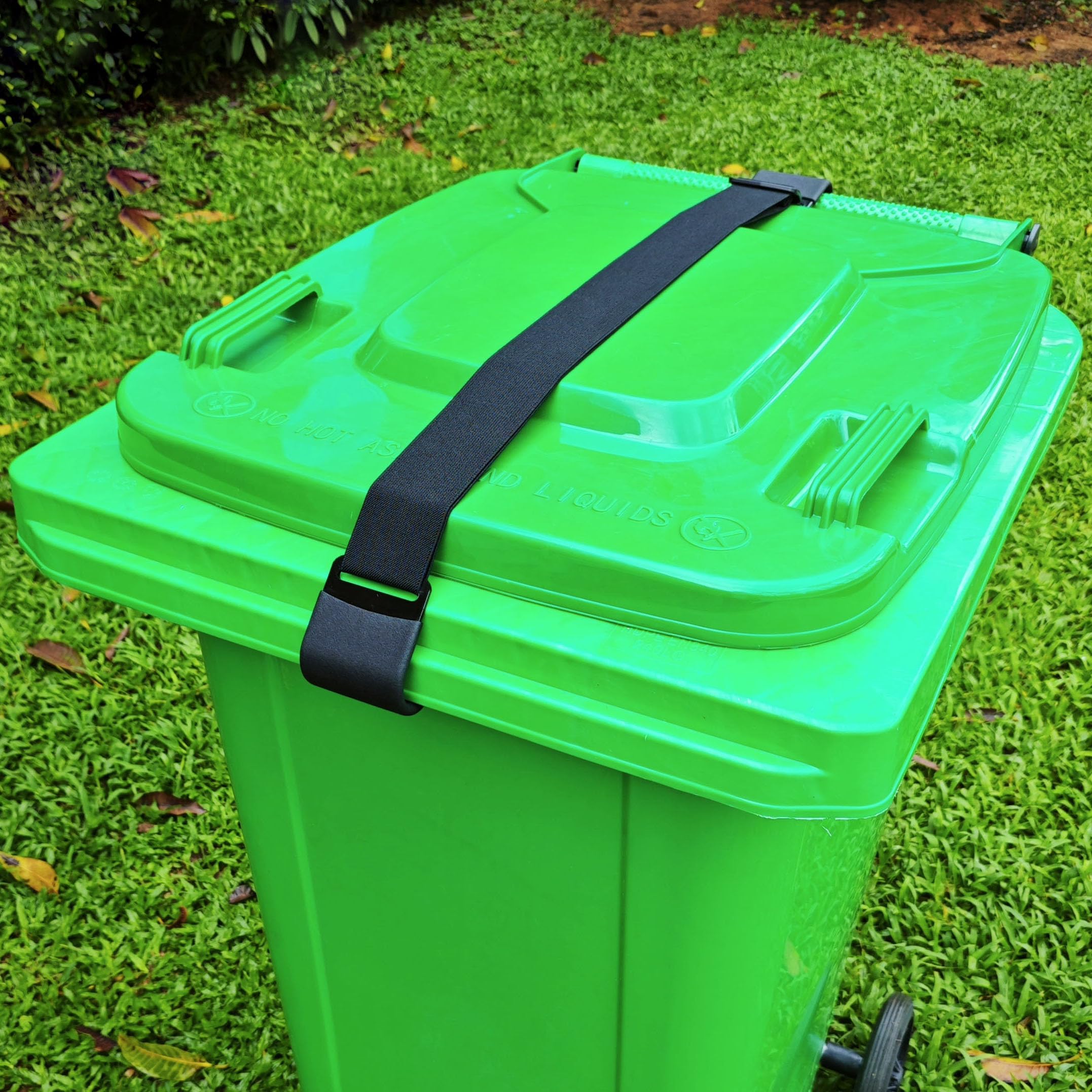 Universal Adjustable Metal Double Claw Trash Can Lock Strap - 1PC Secure Garbage Bin Lid Lock for Raccoons & Animals | Outdoor Trash Can Bungee Cord Belt for Home, Camping & Backyard Use