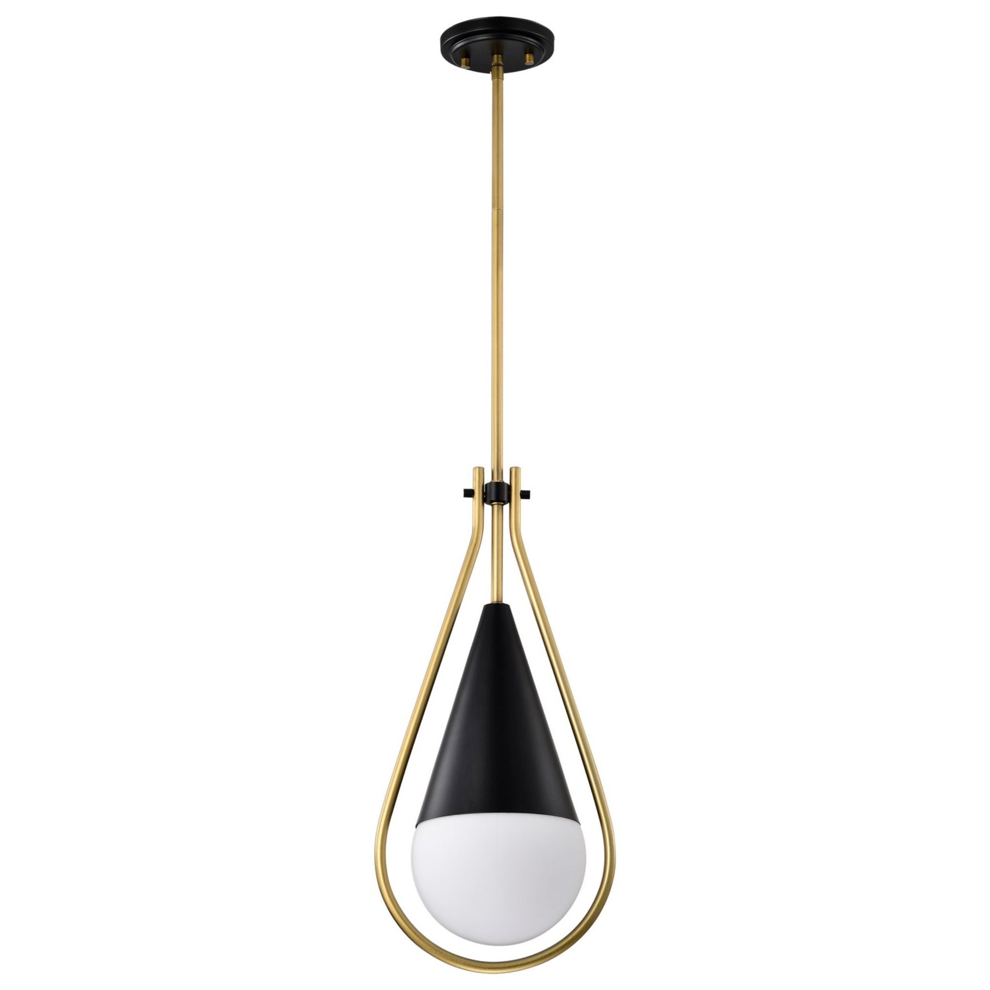 Admiral 1 Light Pendant Light with White Opal Glass - Modern Ceiling Fixture for Kitchen Island, Dining Room & Bedroom Lighting