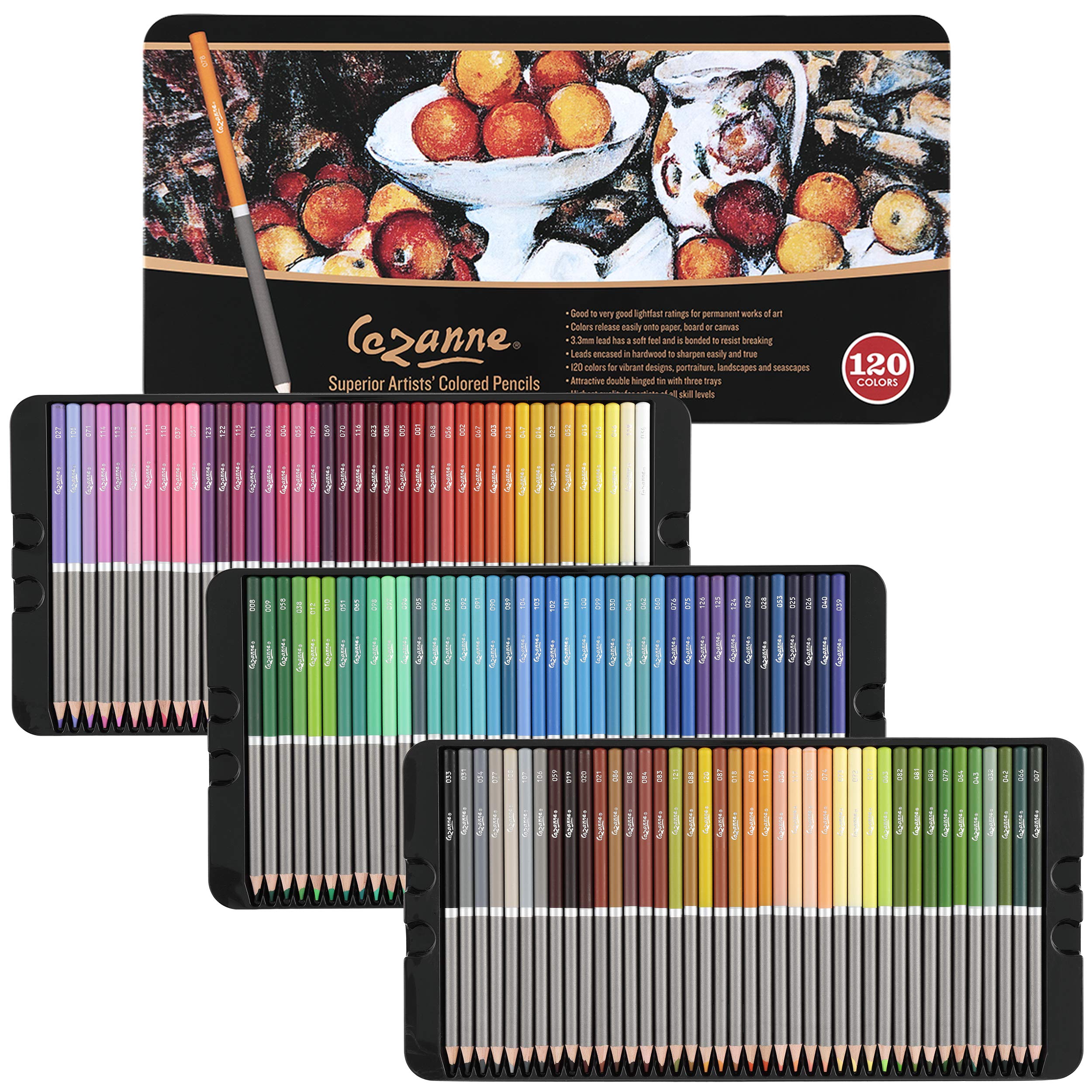 Premium Cezanne Colored Pencil Set - 120 Soft Wax Core Pencils for Artists, Drawing & Blending - Perfect for Sketching & Coloring Books