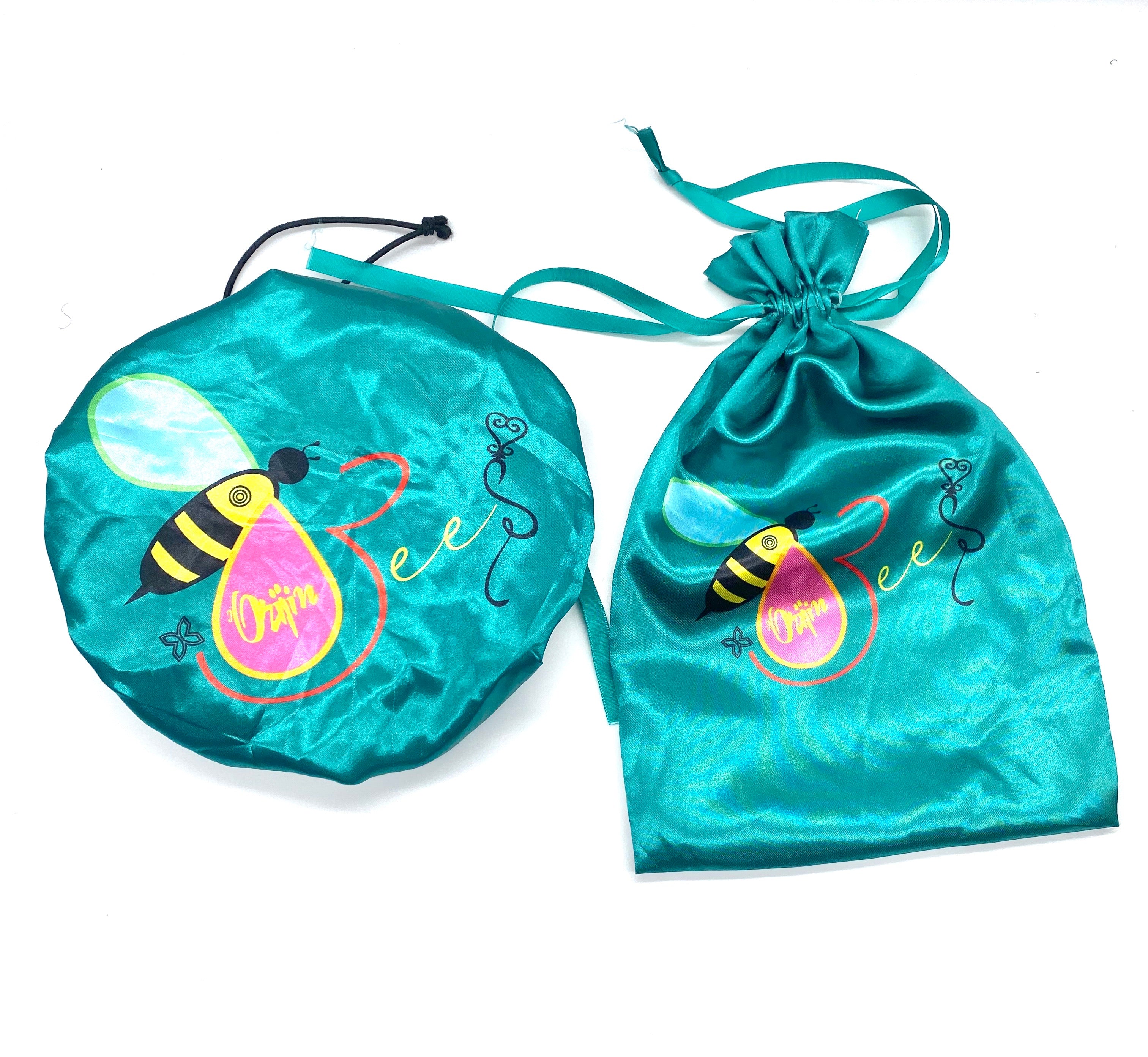 Bee-autiful Reversible Adjustable Satin Bonnet for Women - Single or Set of 2 - Silk Hair Wrap for Sleeping, Travel & Hair Protection