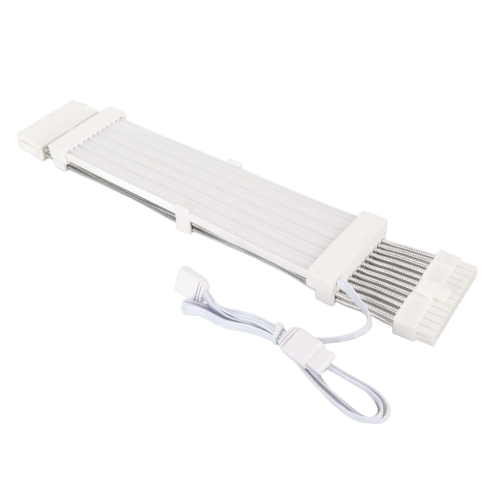 RGB Power Supply Cable Extension Kit - 24PIN ARGB Sleeved White PSU Cable for Gaming PC Case | Perfect for Custom PC Builds & RGB Lighting Setups