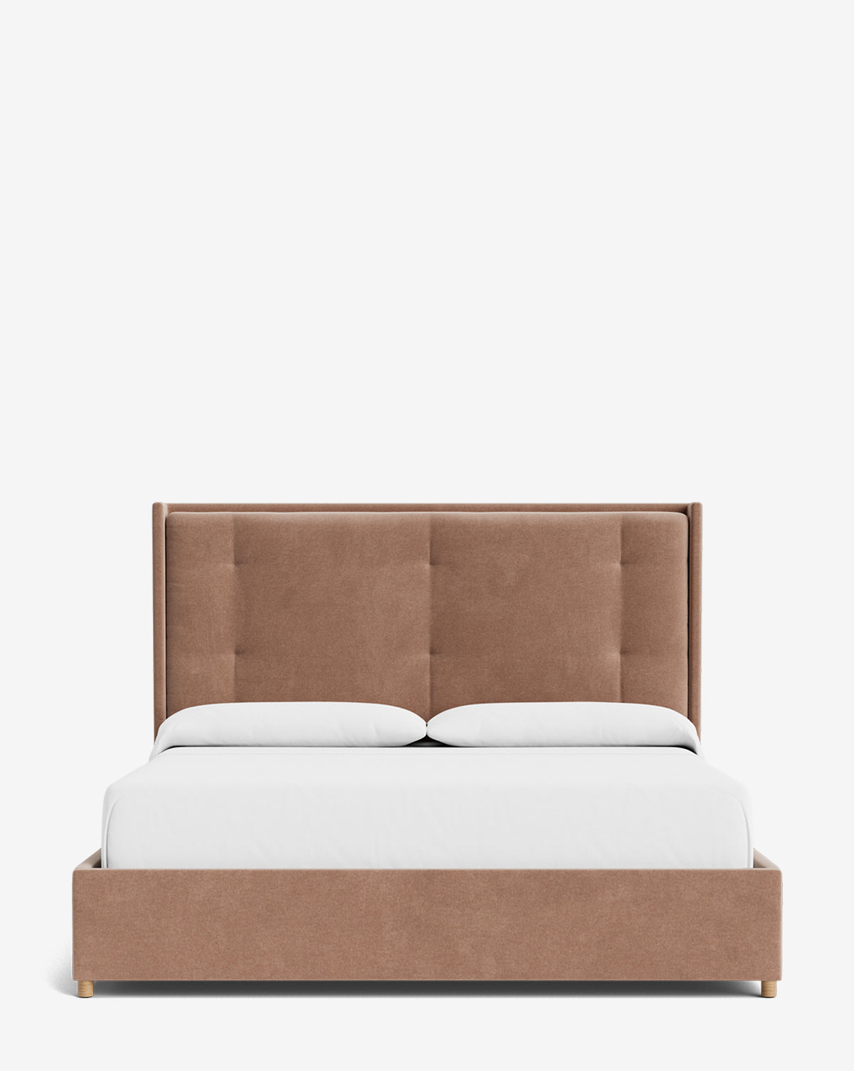 Luxury Ria Upholstered Bed Frame - Queen Size Platform Bed with Soft Fabric Headboard - Modern Bedroom Furniture for Master & Guest Rooms