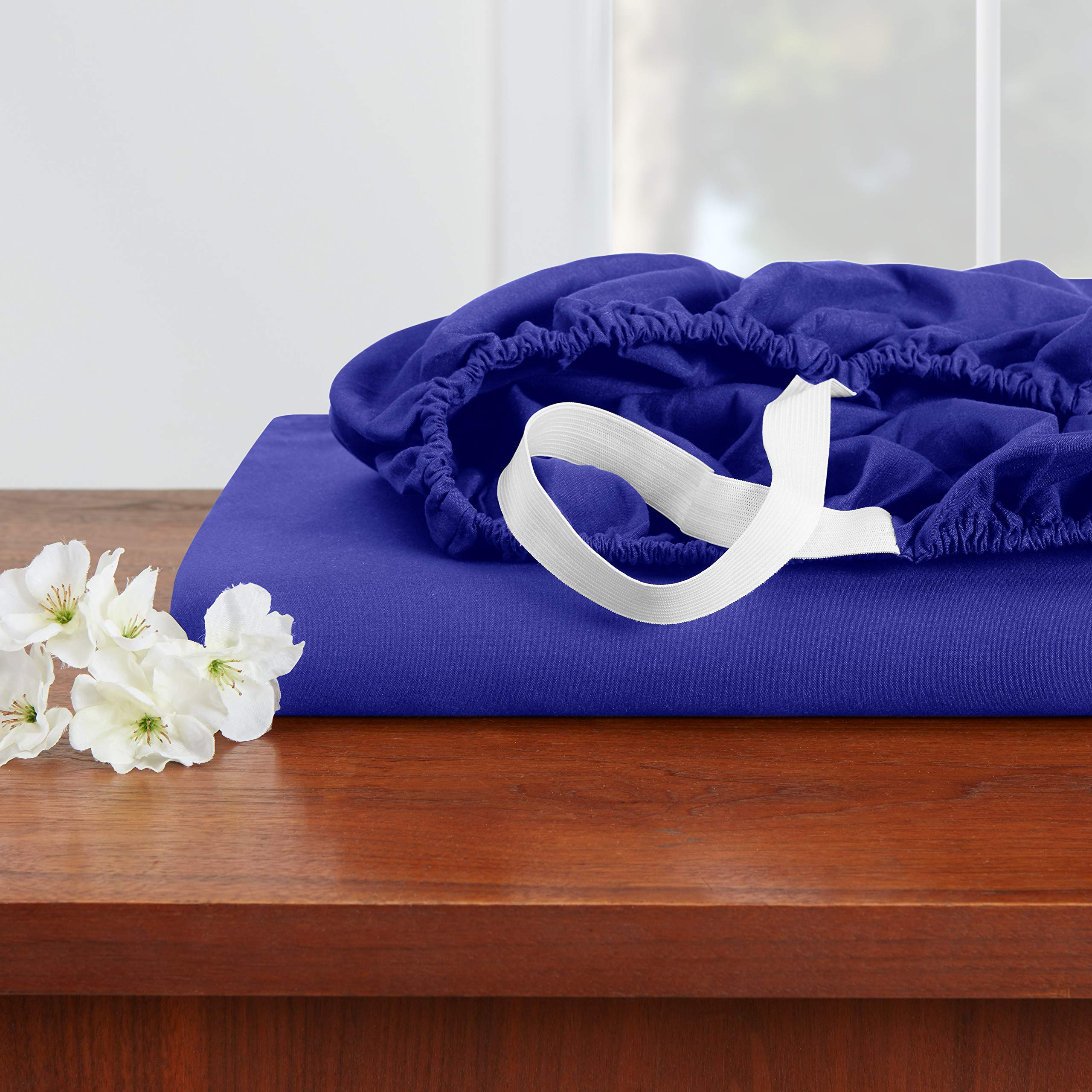 Royal Blue Full Size Fitted Sheet - 100% Cotton 600TC for Deep Pocket Mattress | Breathable & Soft Bedding for Comfortable Sleep