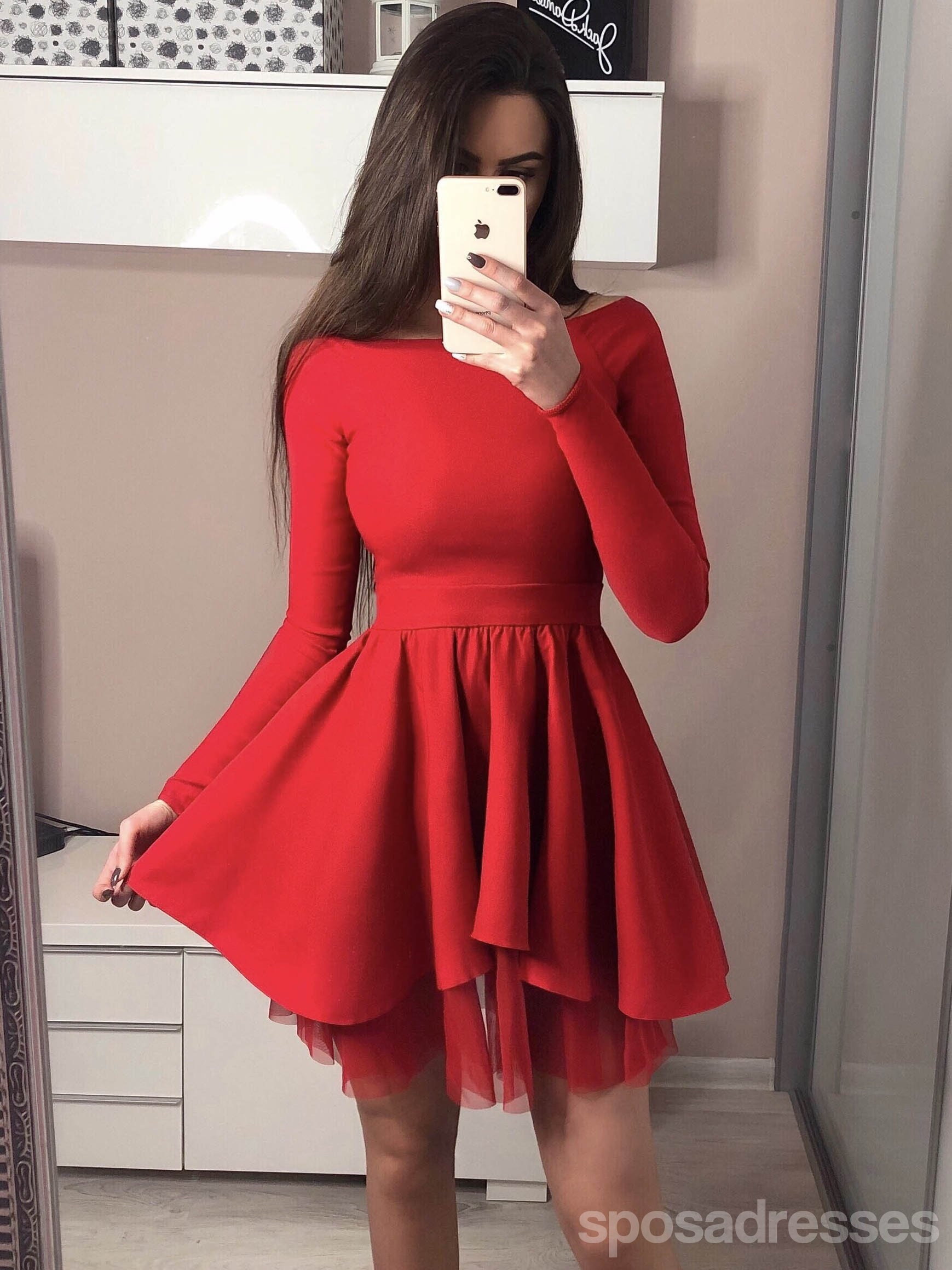 Elegant Long Sleeve Off-Shoulder Homecoming Dresses for Women - Affordable Prom Party Gowns (Style CM700) | Perfect for Formal Dances, Graduation Parties & Special Occasions