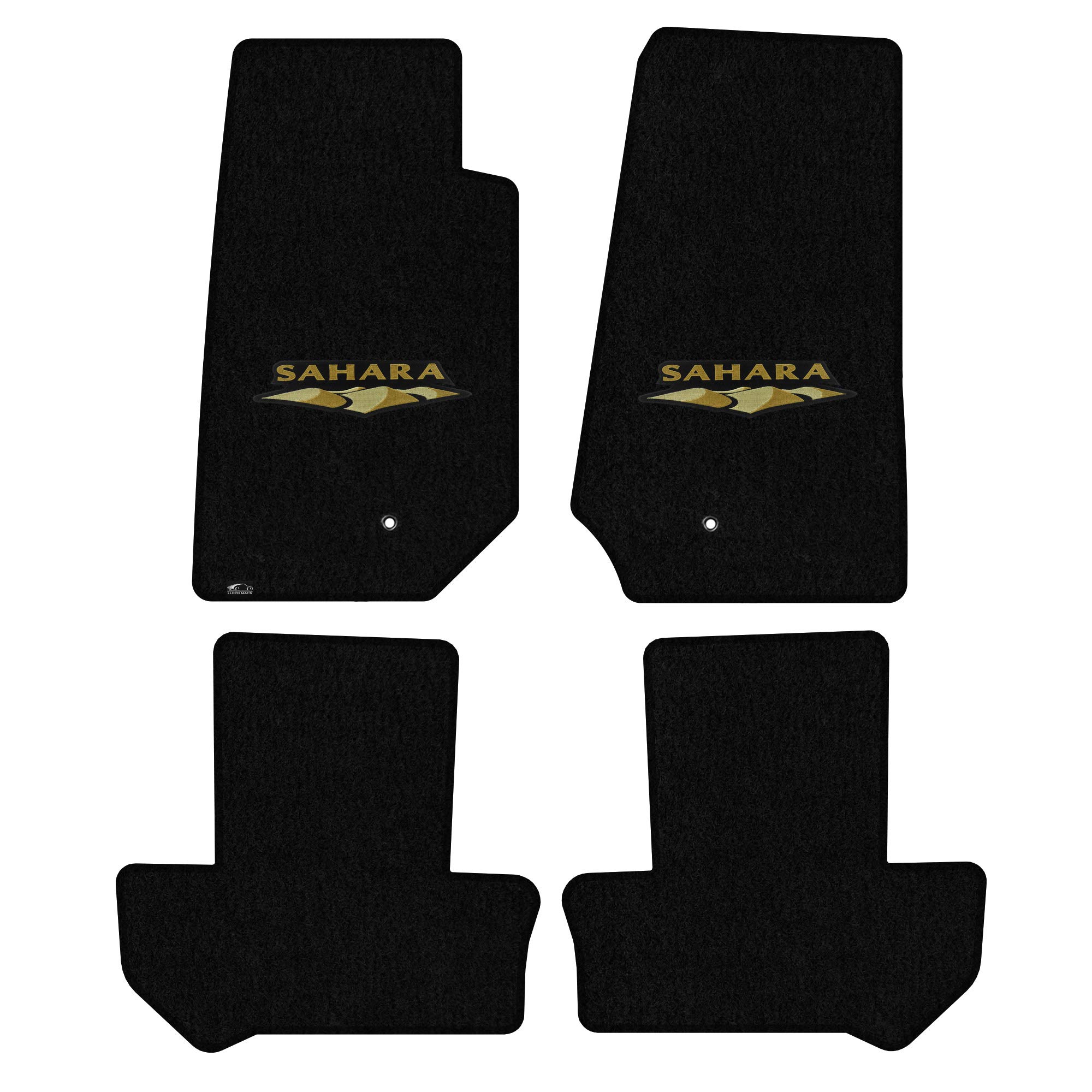 Premium Custom-Fit Carpeted Floor Mats for Jeep Wrangler JK 2011-2013 - Black 4-Piece Set with Sahara Logo | Luxury Car Floor Liners | All-Weather Protection & Enhanced Interior Style