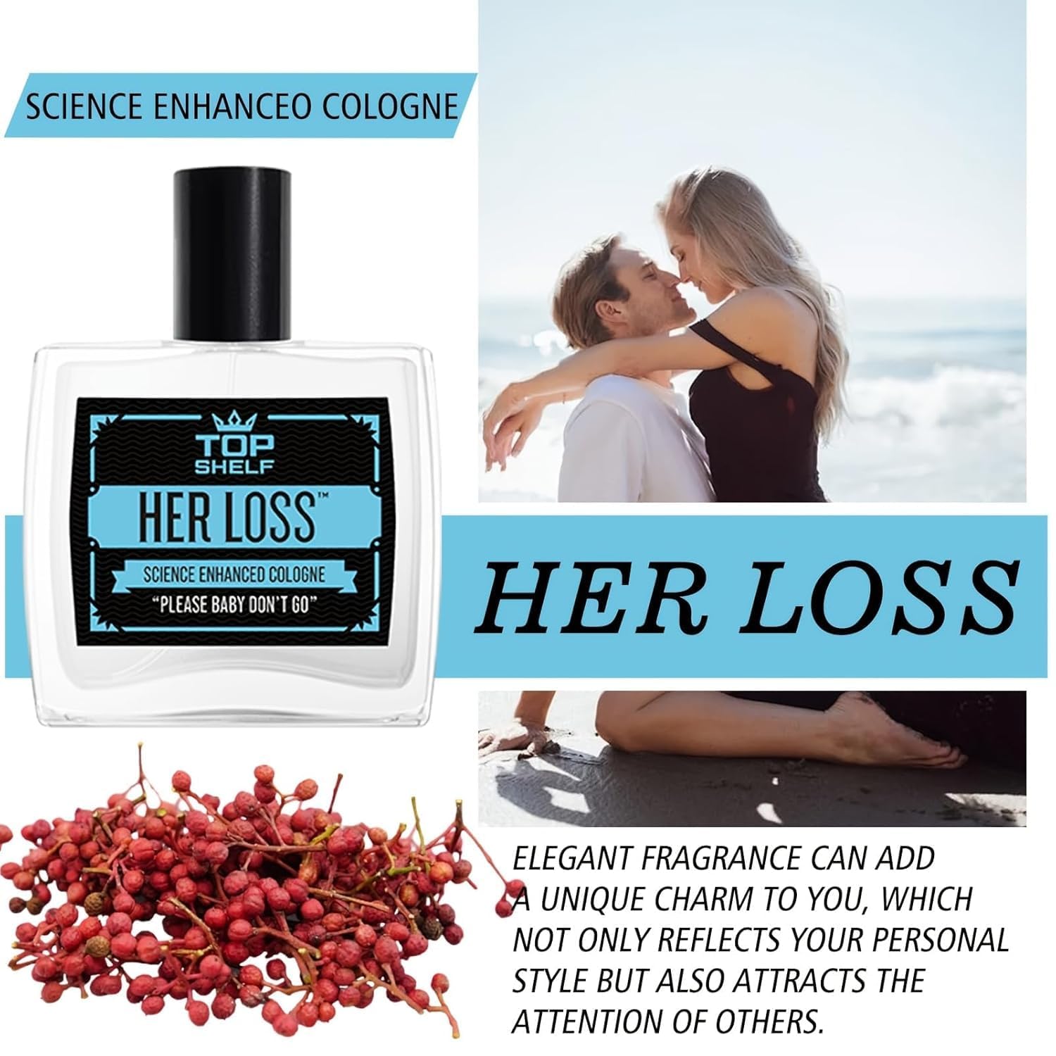 Her Loss Cologne for Men - Hypnosis 2.0 Pheromone Cologne | 3.3oz Blue Fragrance | Long-Lasting Scent for Date Night, Work & Special Occasions