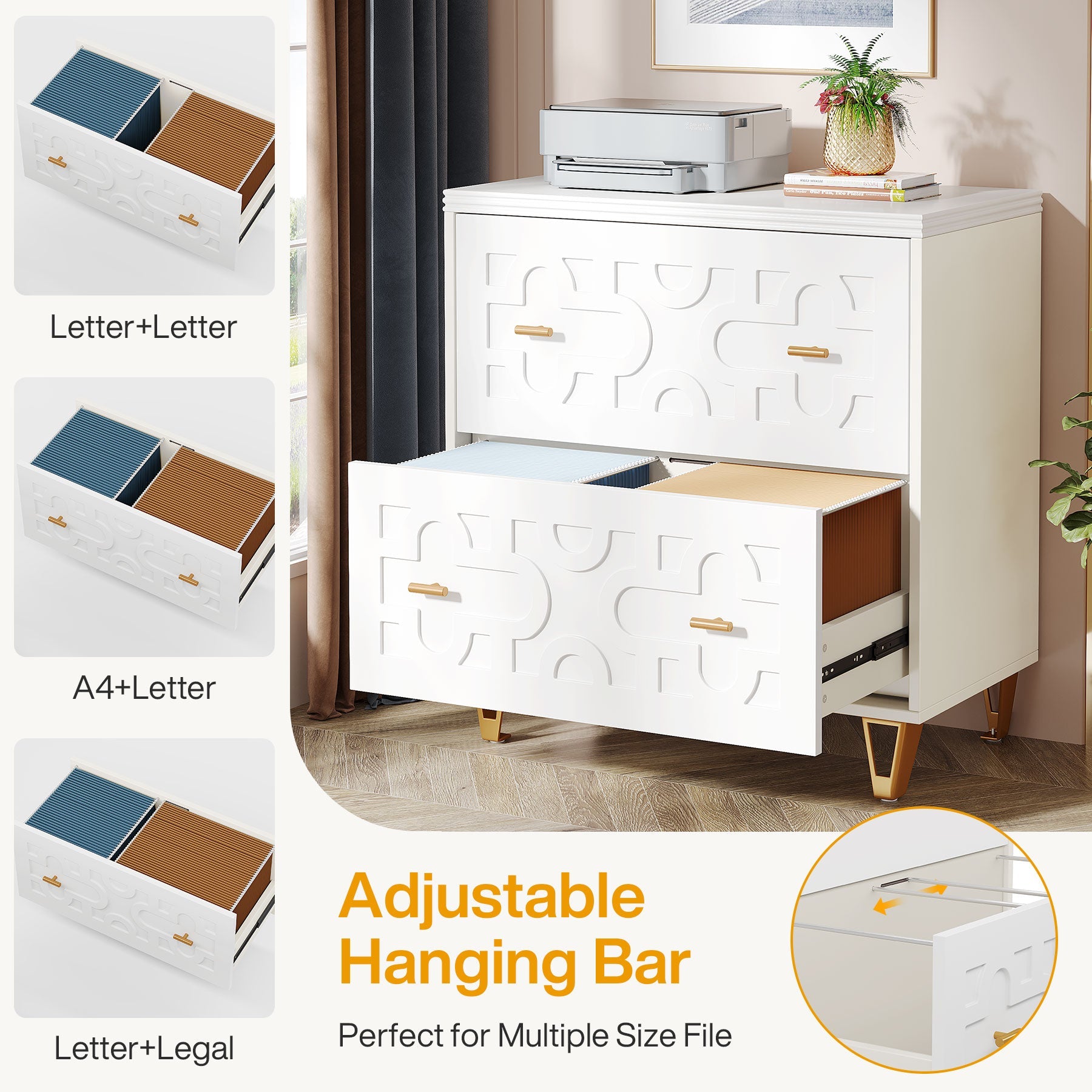 2 Drawer File Cabinet - Modern Office Storage Solution, Printer Stand for Home & Workspace - Perfect for Organizing Documents & Office Supplies