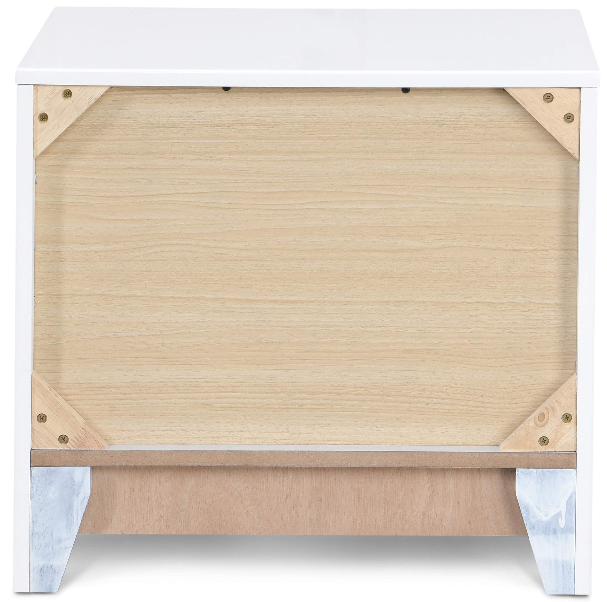 ClickDecor Hudson End Side Nightstand with 2 Drawers - White Wooden Bedroom Nightstand with Matte Chrome Handles | Perfect for Bedrooms, Guest Rooms & Small Spaces