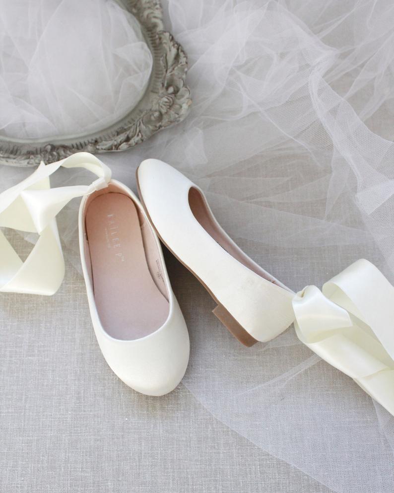 Elegant Satin Ballet Flats with Adjustable Ankle Tie or Lace-Up Closure - Perfect for Dance, Weddings & Casual Outfits