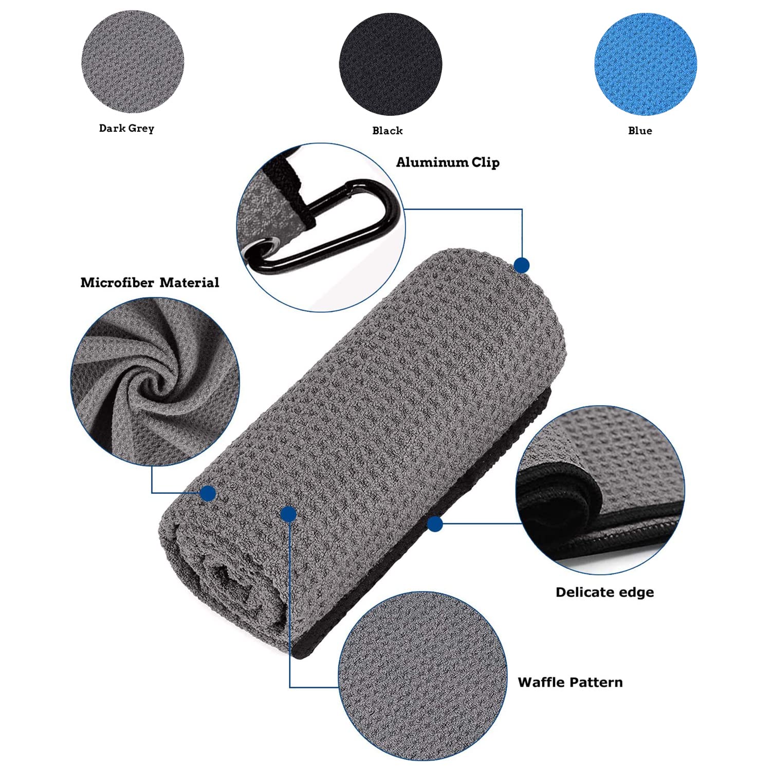 Premium Microfiber Golf Towel Set with Divot Tool & Brush - Durable Golf Accessories for Men & Women - Black Golf Bag Towel & Rag - Perfect for Cleaning Clubs, Balls & Gear During Play - Bulk Golf Gift Kit