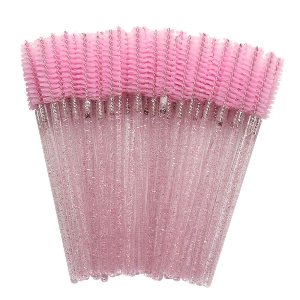 50 PCS Pink Eyelash Mascara Brushes - Professional Lashes Makeup Applicator Wands for Salon & Home Use - Perfect for Eyelash Extensions, False Lashes Application & Makeup Kits