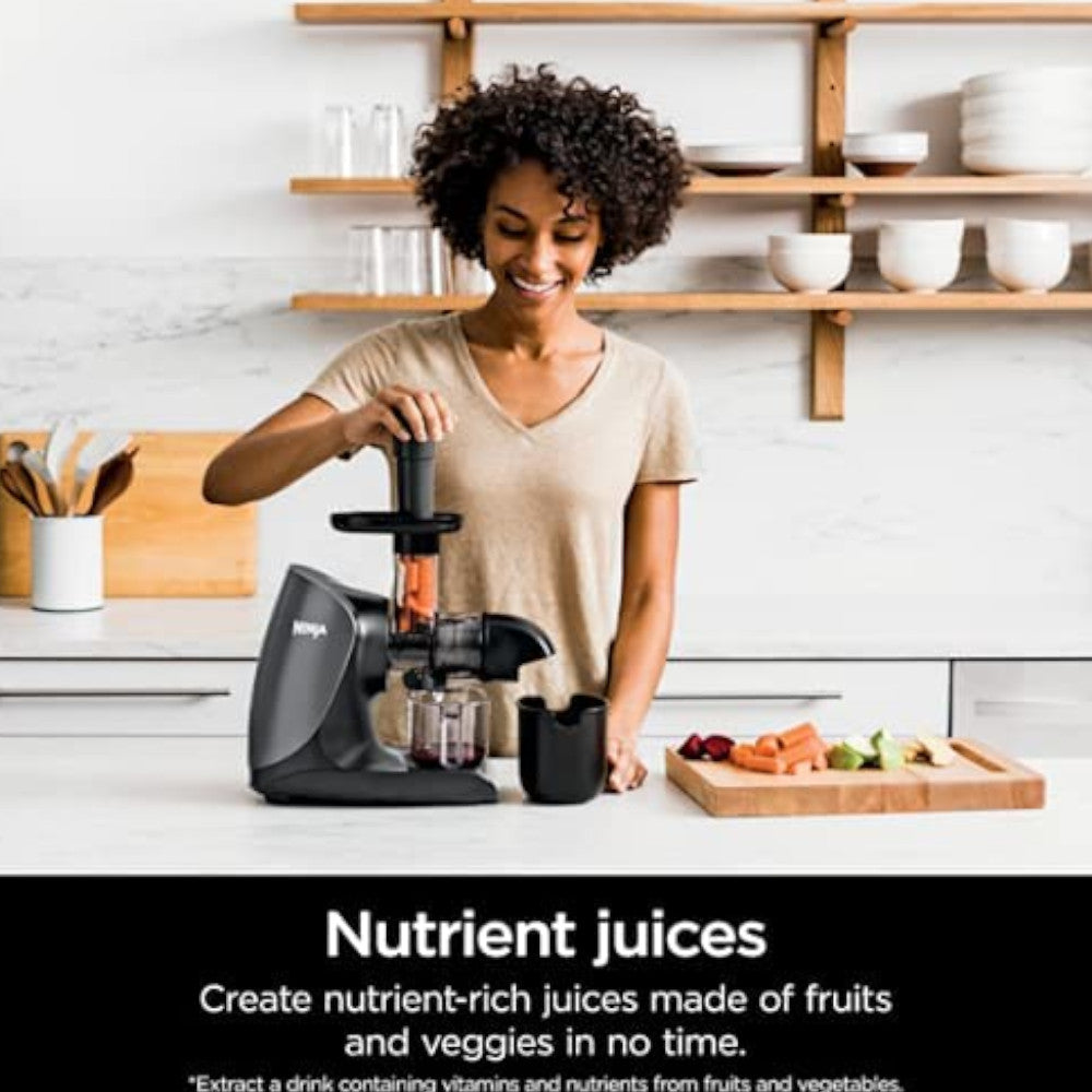 Ninja Cold Press Juicer Pro - Slow Masticating Juicer for Fruits & Vegetables - Factory Certified Refurbished with Home Essentials Warranty (Model JC101) - Perfect for Healthy Juicing at Home, Gym, or Office
