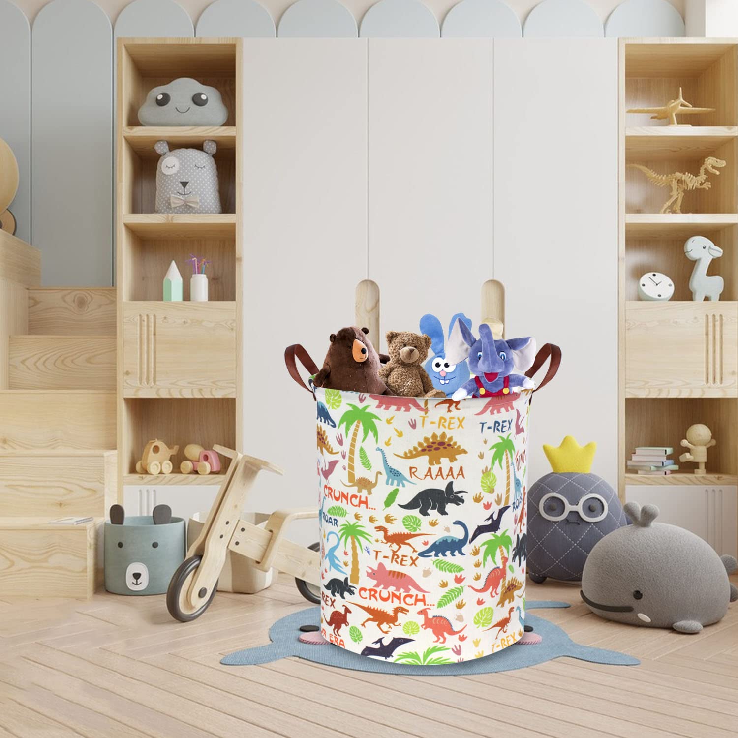 Large Storage Baskets for Nursery & Home - Collapsible Laundry Hamper, Toy Organizer Bin with Dinosaur Design | Perfect for Baby Clothes, Toys & Home Decor Organization
