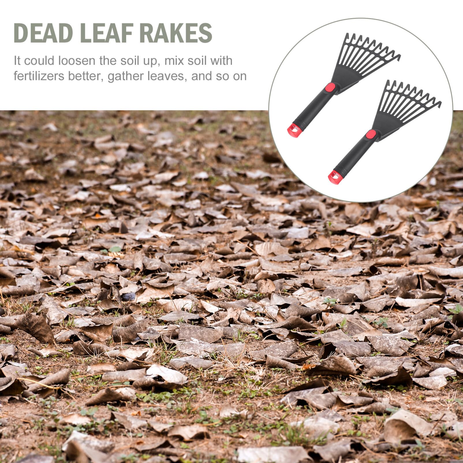 Cabilock 2-Piece Garden Hand Rake Set - Plastic Leaf Rake for Gardening, Weeding & Lawn Care - Perfect for Small Gardens, Flower Beds & Yard Cleanup