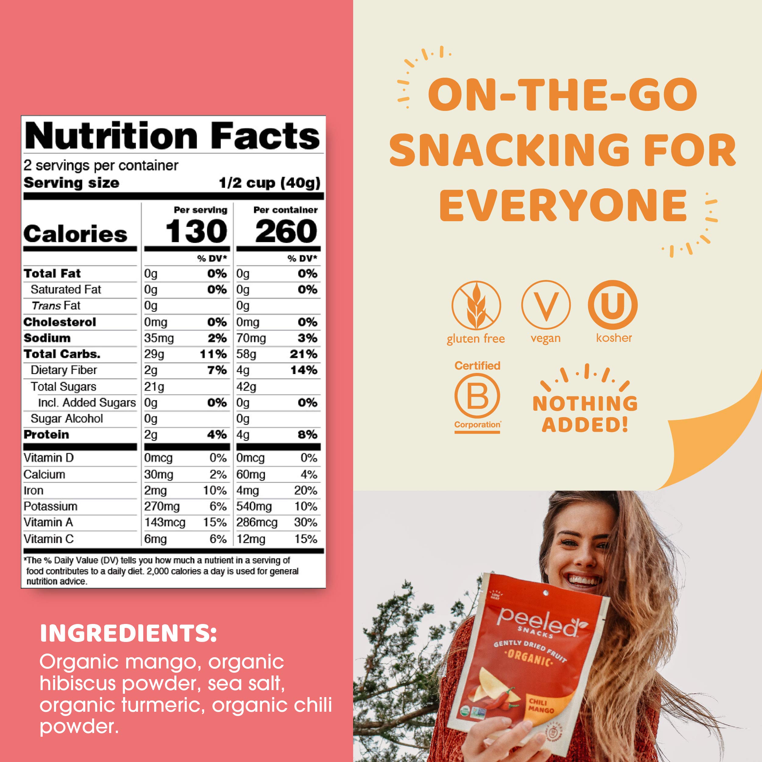 Organic Dried Chili Mango Snacks - Healthy Vegan Fruit Snack, 2.8 oz (Pack of 12) - Perfect for On-the-Go, Lunch Boxes, Office Snacks & Travel