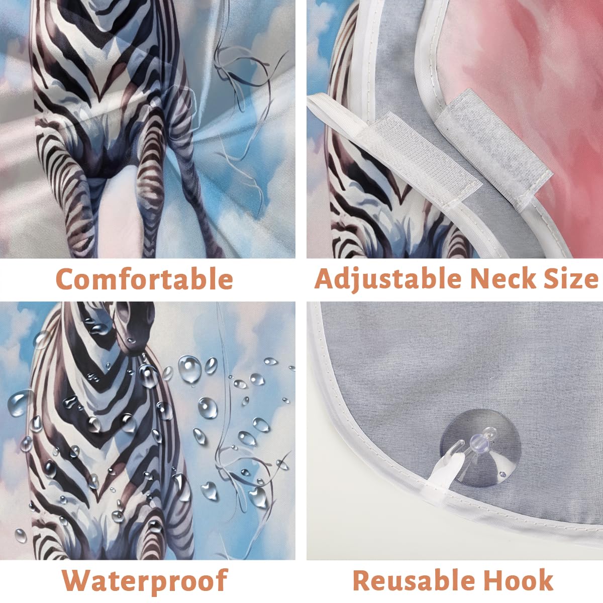 Zebra Print Shaving Bib for Men & Women - Waterproof Beard Trimming Apron, Hair Dye Cape & Makeup Artist Accessory - Perfect for Barbershops, Home Grooming & Salon Styling