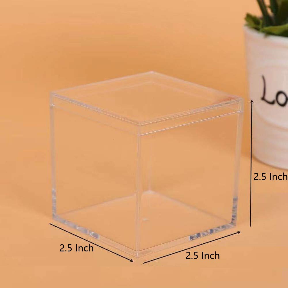 6 Pack Clear Plastic Gift Boxes - Food Grade Square Containers 2.5x2.5x2.5 Inches - Sturdy Transparent Storage for Birthday Presents, Candy Packaging & Party Favors - Perfect for Wedding Favors, Baby Showers & Holiday Gifting