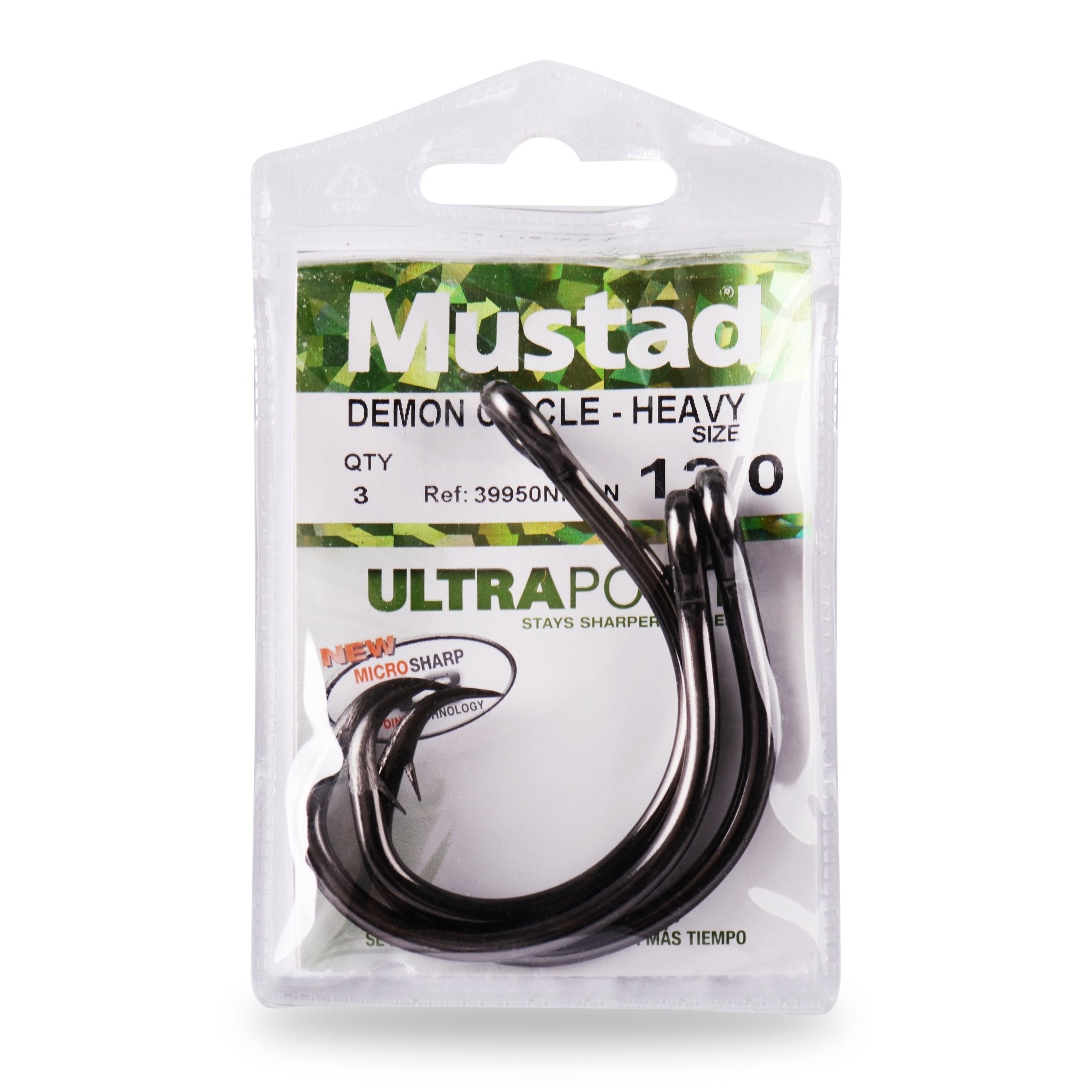 Mustad 39950NP 3X Demon Inline Circle Hooks - Strong Saltwater Fishing Hooks for Catch and Release - Perfect for Bass, Catfish, and Freshwater Fishing