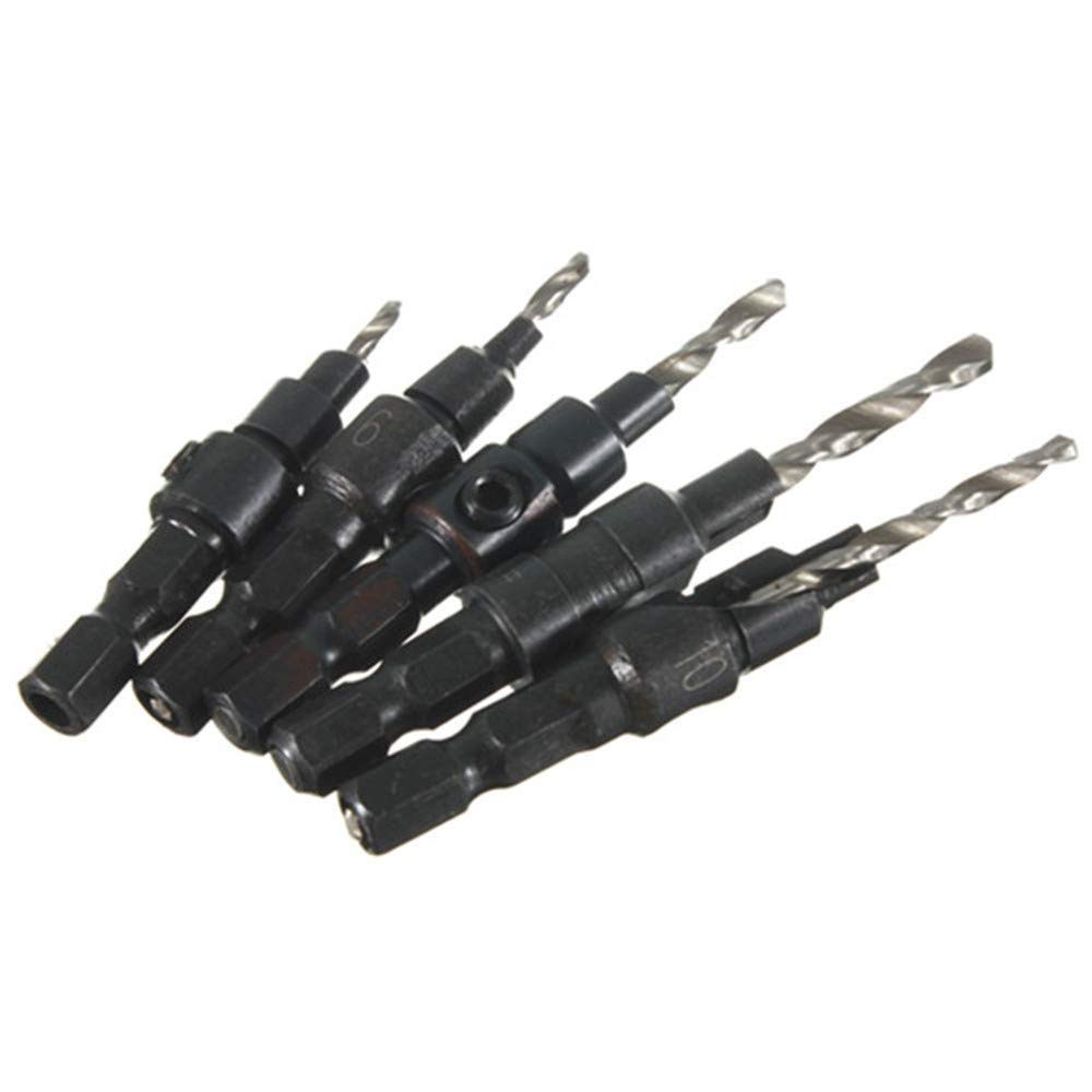 5PCS HSS Countersink Drill Bit Set - Hex Shank Woodworking Screw Reamer Tools for Metal, Wood & Plastic - Perfect for DIY Projects & Professional Use